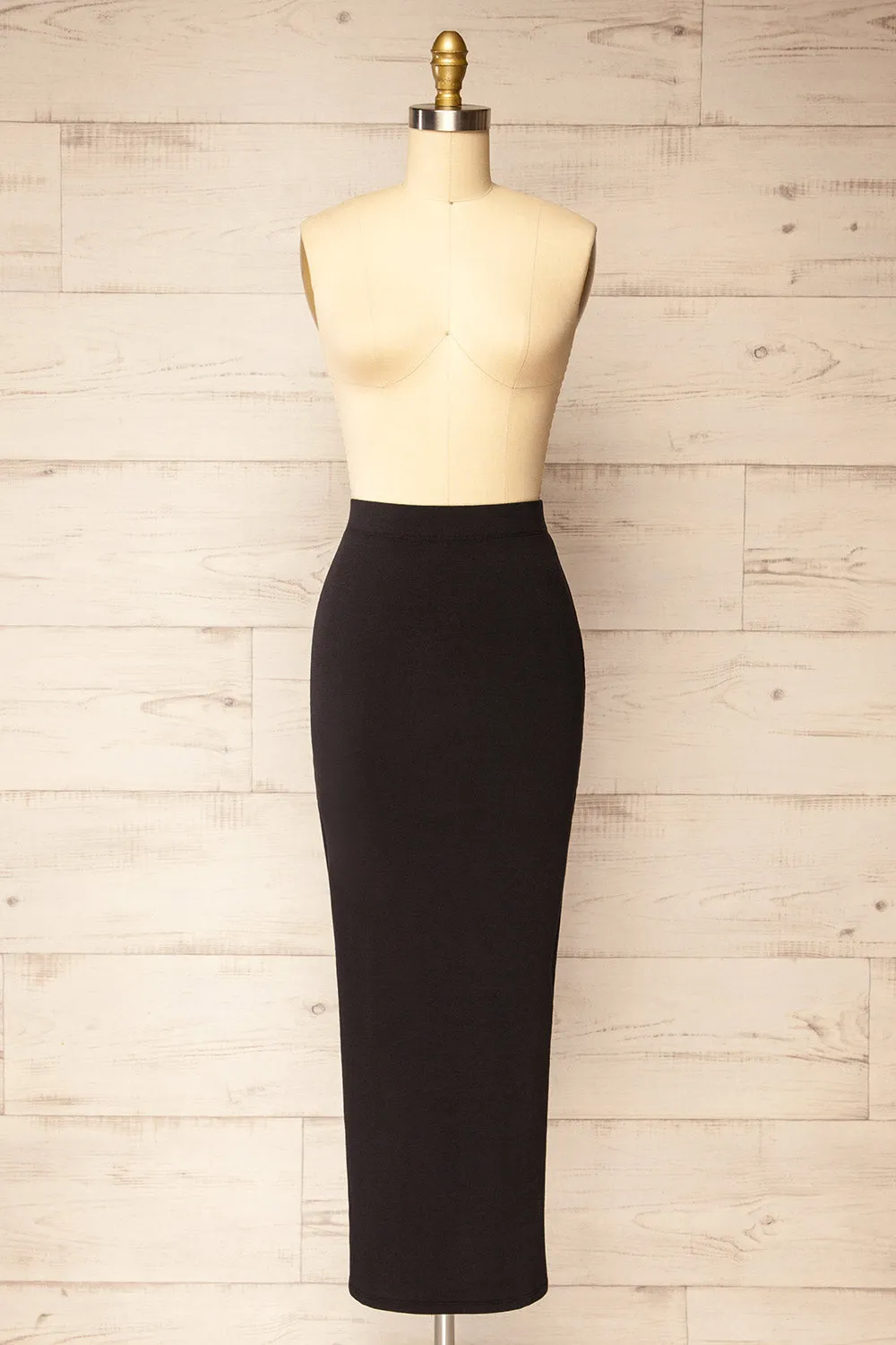 Addis | Black Long Skirt w/ Side Slit