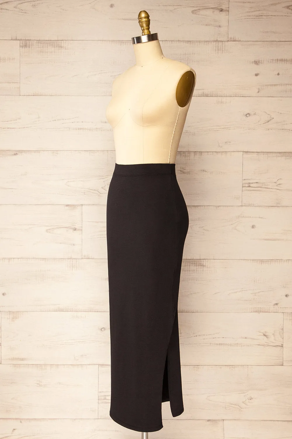 Addis | Black Long Skirt w/ Side Slit