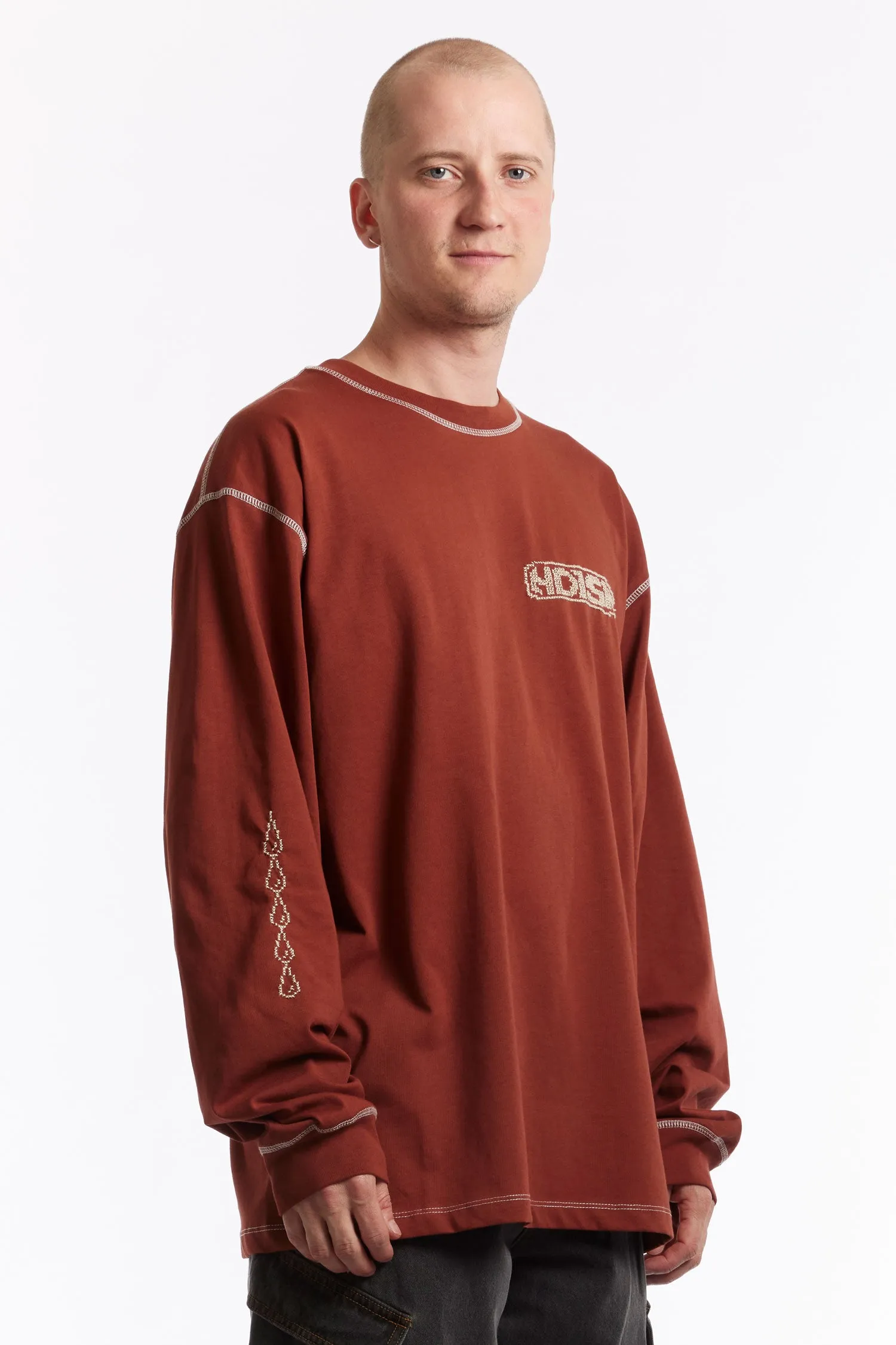 ADISH - TATREEZ LOGO CONTRAST STITCHED LONG SLEEVE SHIRT