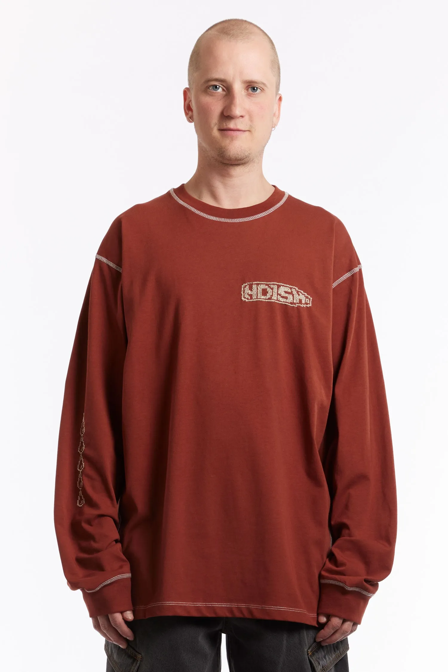 ADISH - TATREEZ LOGO CONTRAST STITCHED LONG SLEEVE SHIRT