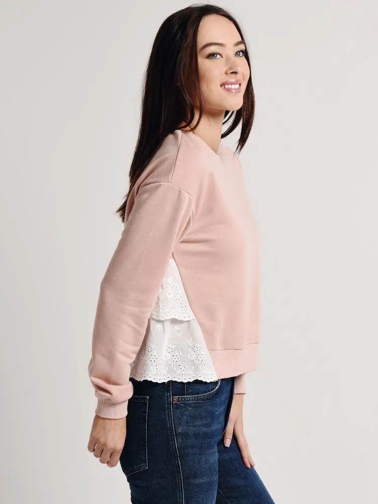 After Market Knit Long Sleeve Two Layer Point Top