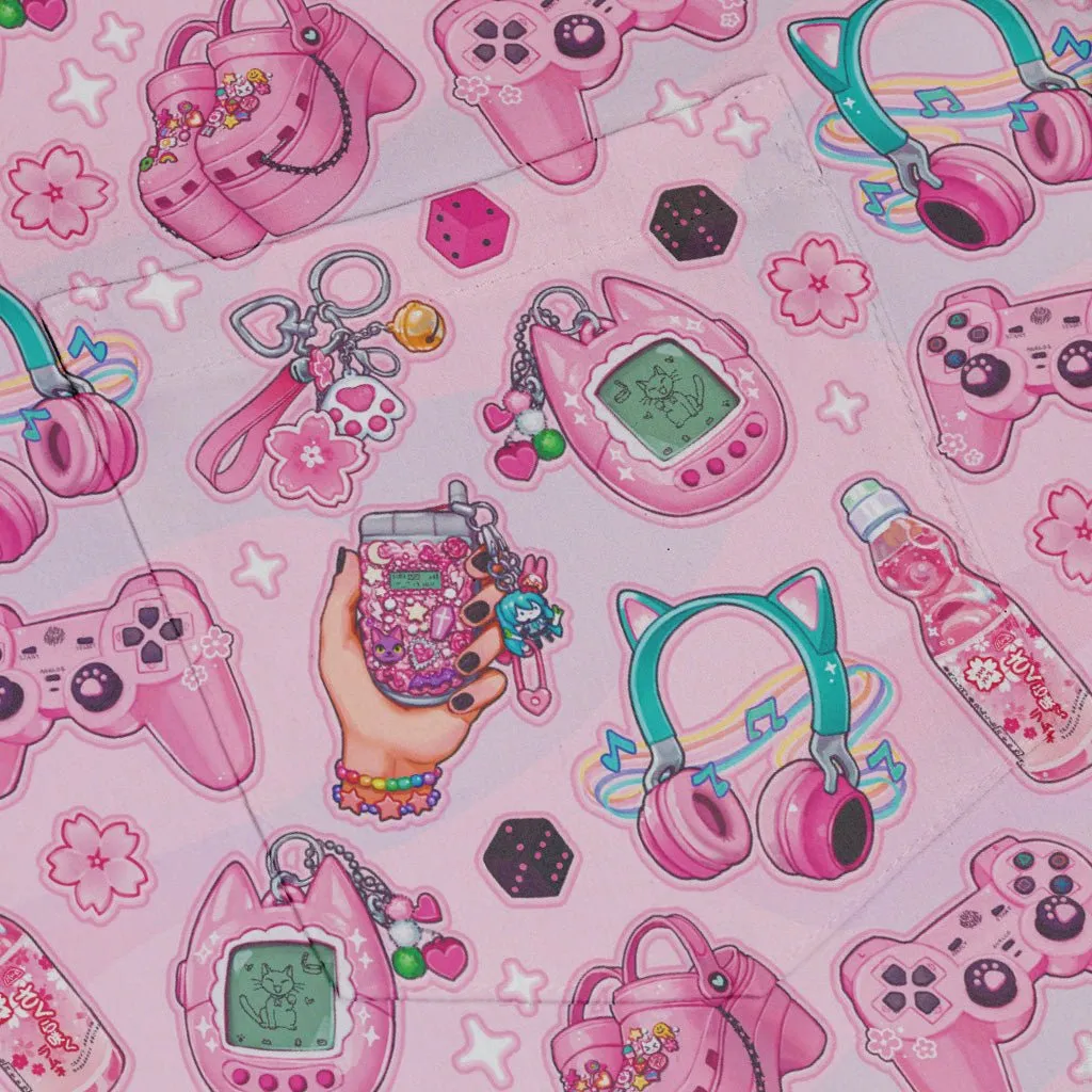 Anime Gamer Items Pink Button Up Shirt