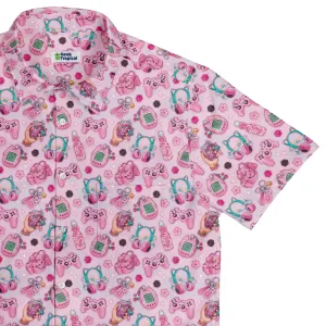 Anime Gamer Items Pink Button Up Shirt