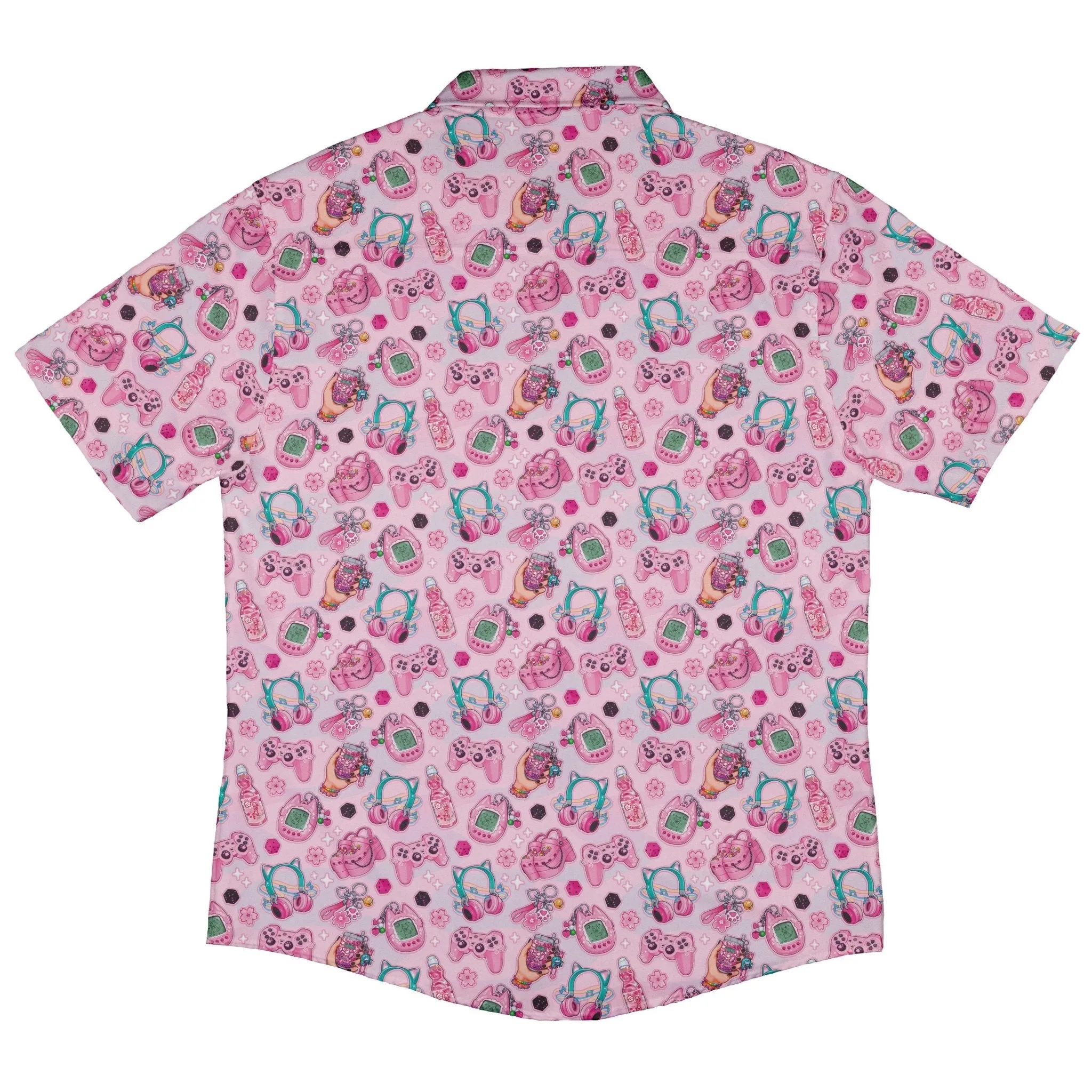 Anime Gamer Items Pink Button Up Shirt