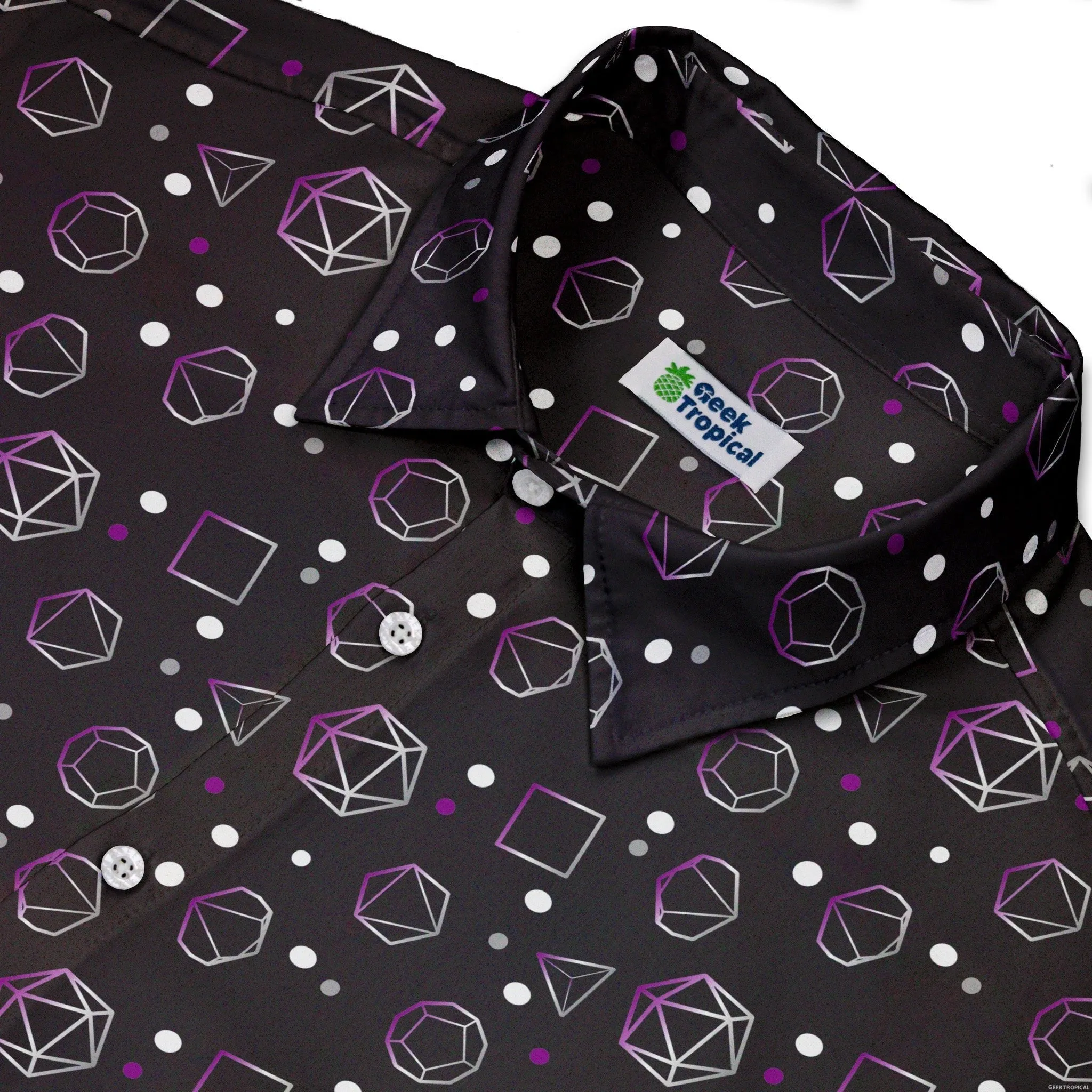 Asexual Pride Flag DND Dice Button Up Shirt