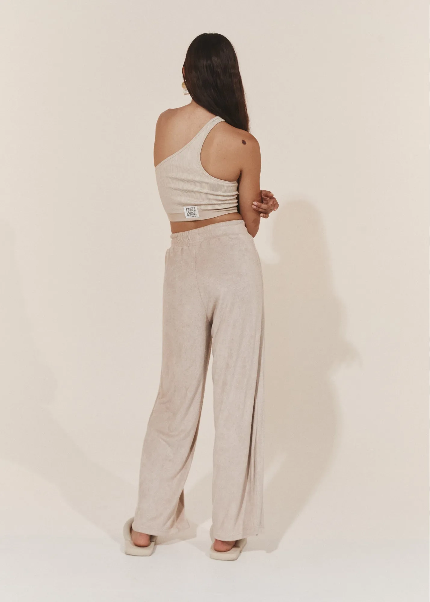 Asymmetric One Shoulder Crop - Chalk