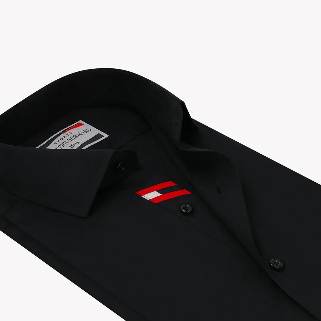 Black Formal Shirt with Red & White Diagonal Sports OL-157