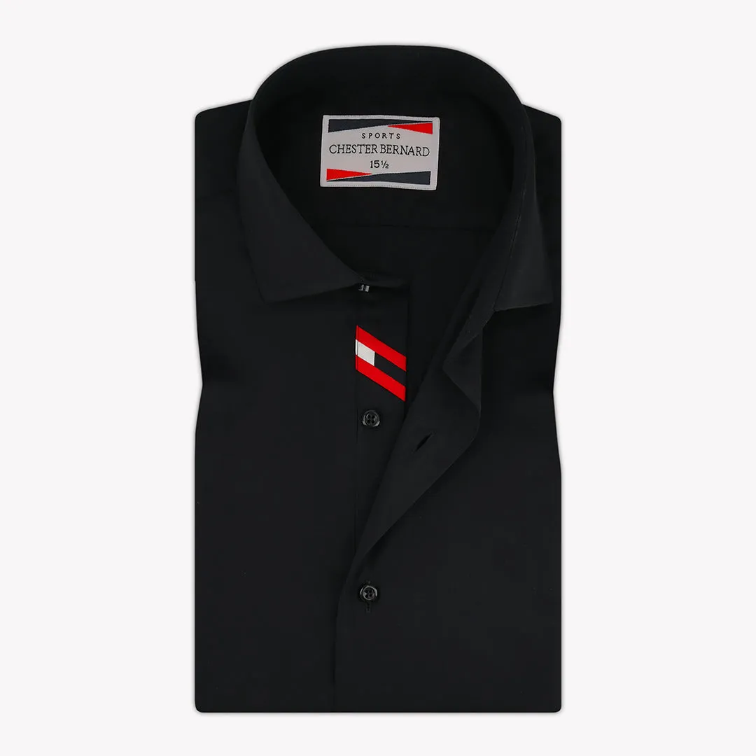 Black Formal Shirt with Red & White Diagonal Sports OL-157