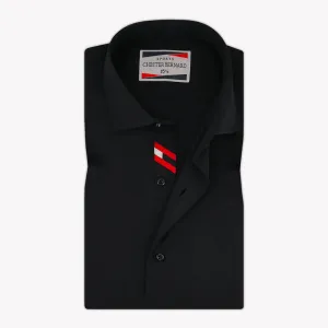 Black Formal Shirt with Red & White Diagonal Sports OL-157