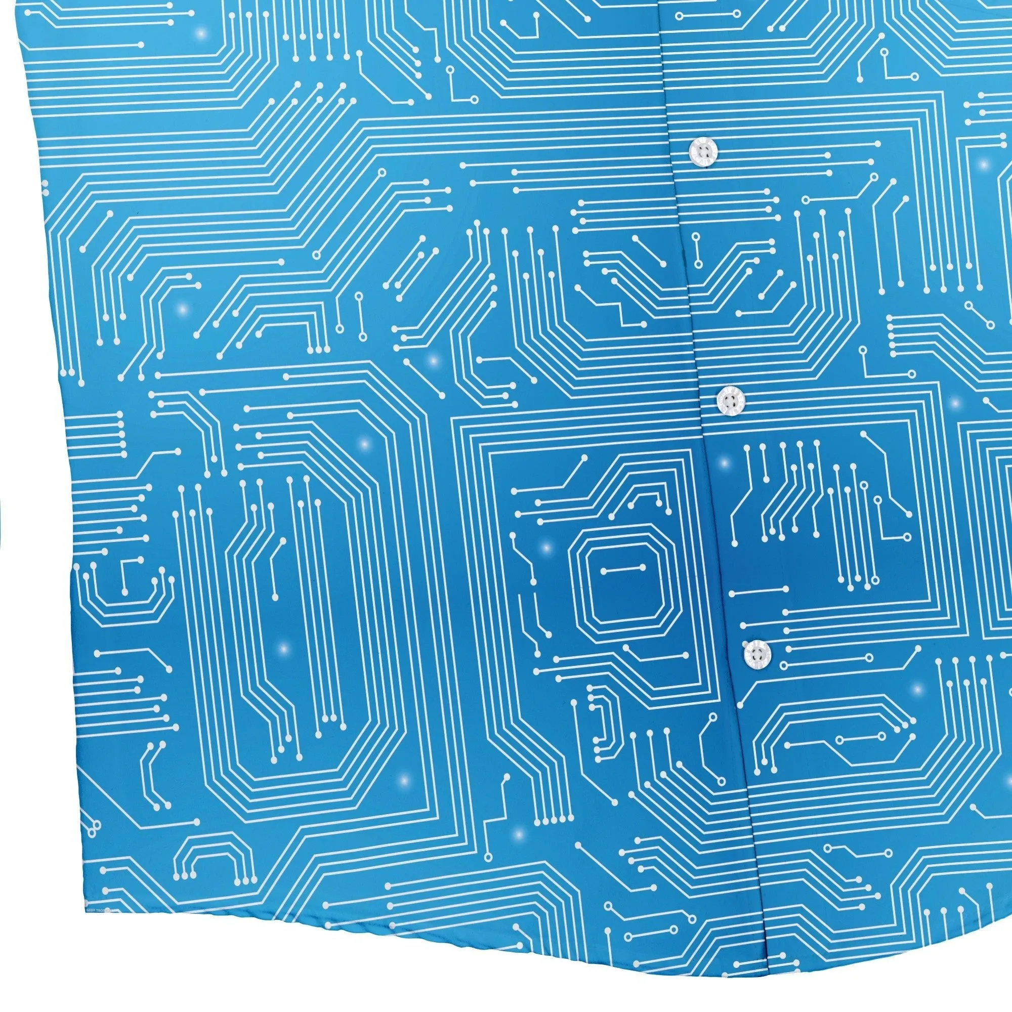 Blue Computer Circuit Board Button Up Shirt