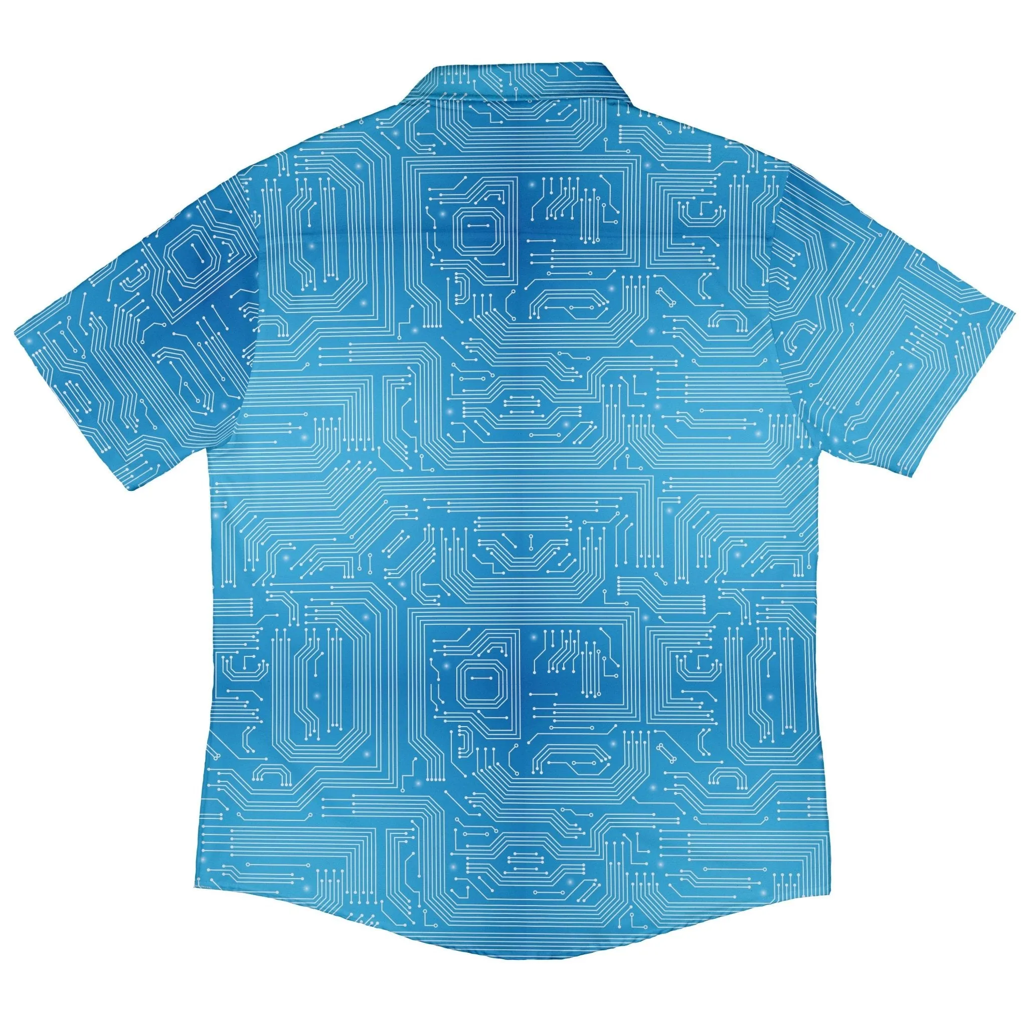 Blue Computer Circuit Board Button Up Shirt