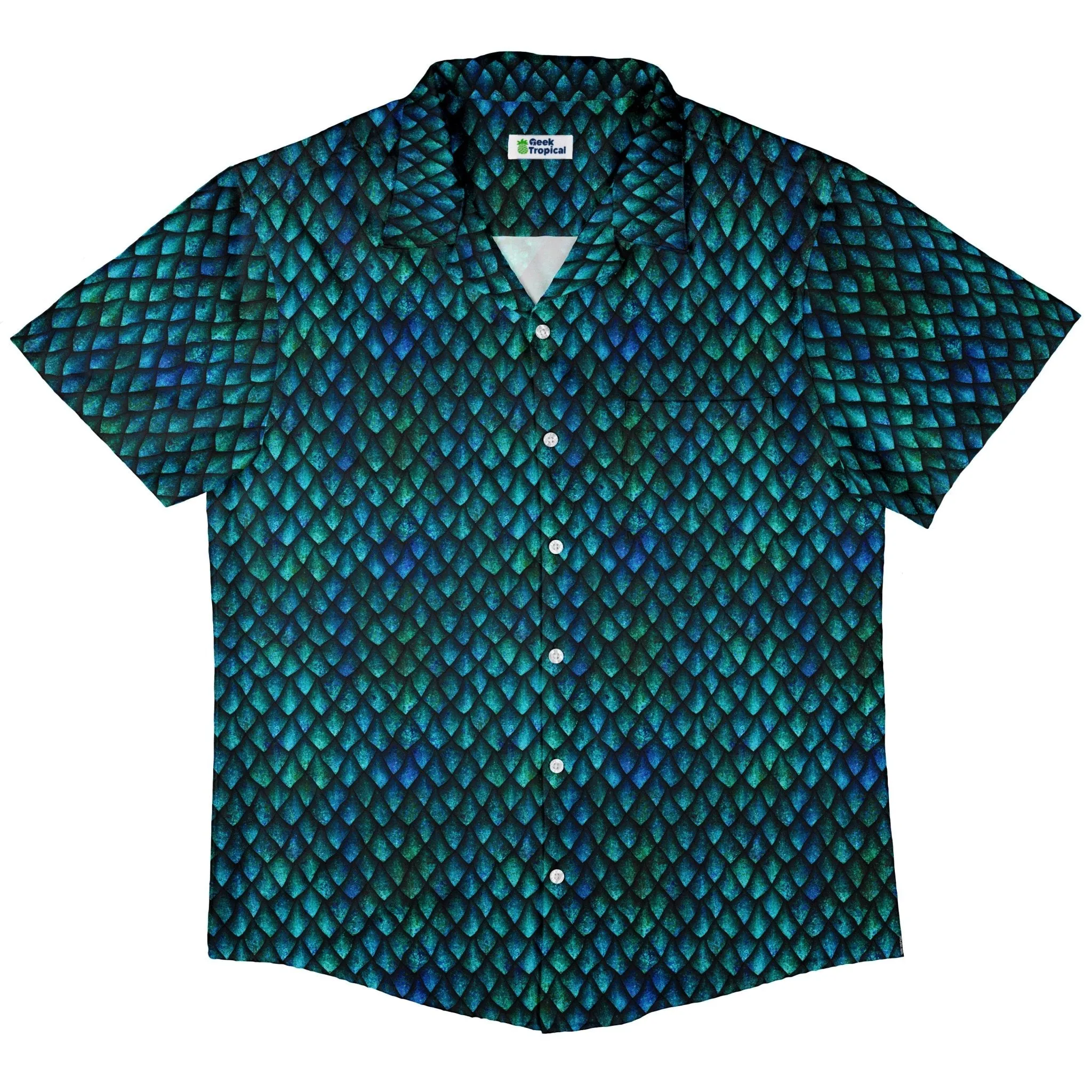 Blue Purple Dragon Scales Button Up Shirt