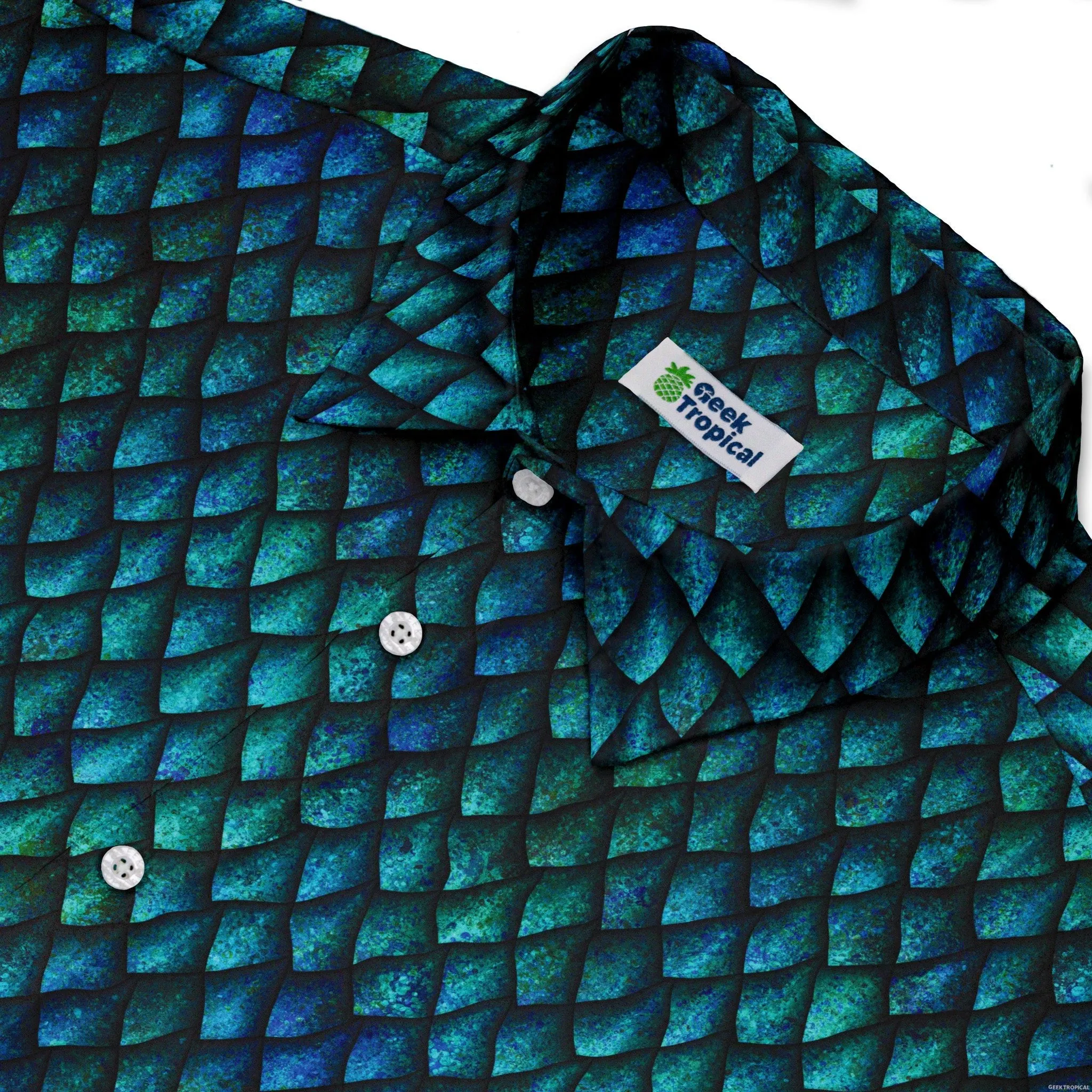 Blue Purple Dragon Scales Button Up Shirt