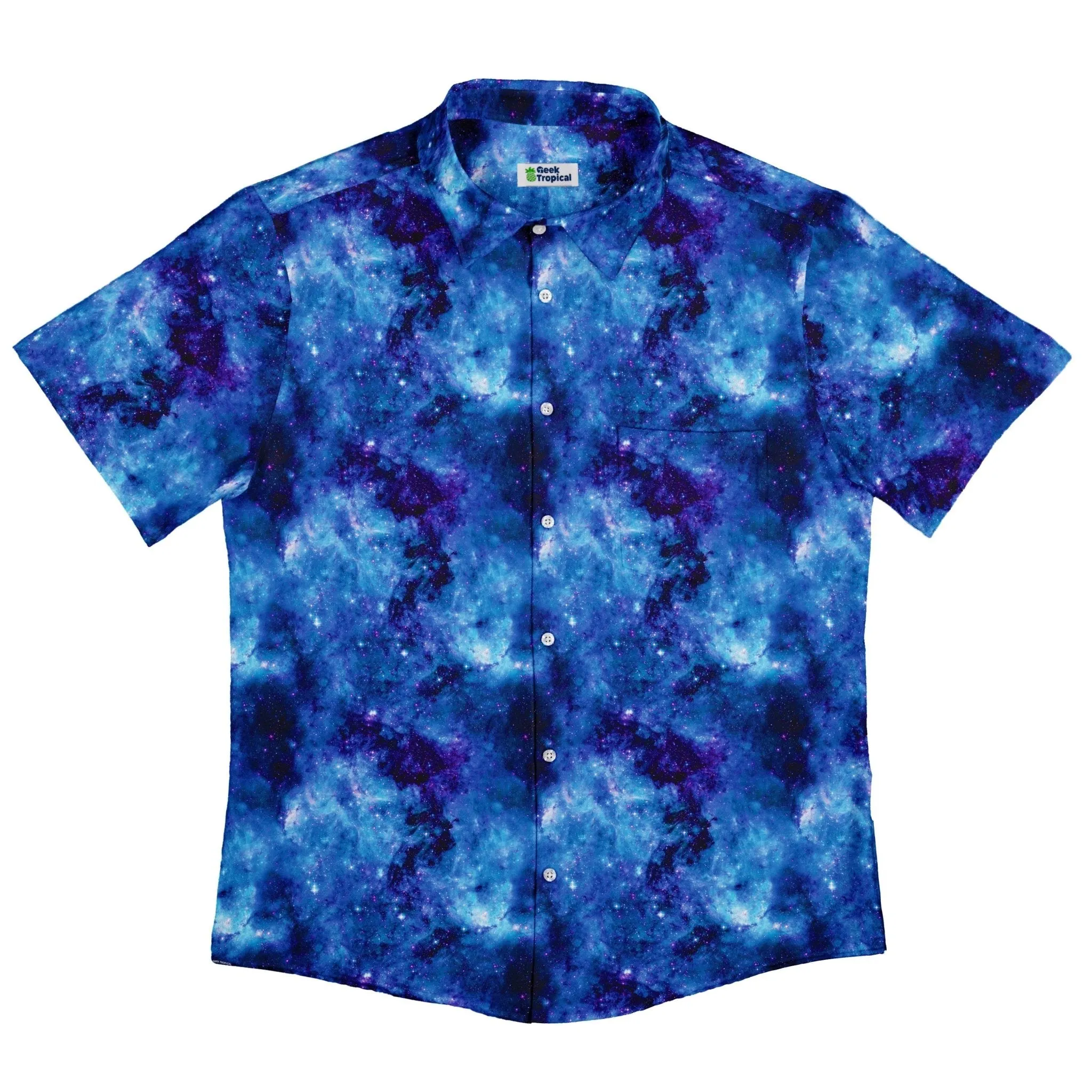 Blue Purple Nebula Space Button Up Shirt