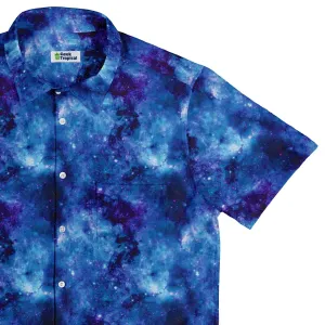 Blue Purple Nebula Space Button Up Shirt