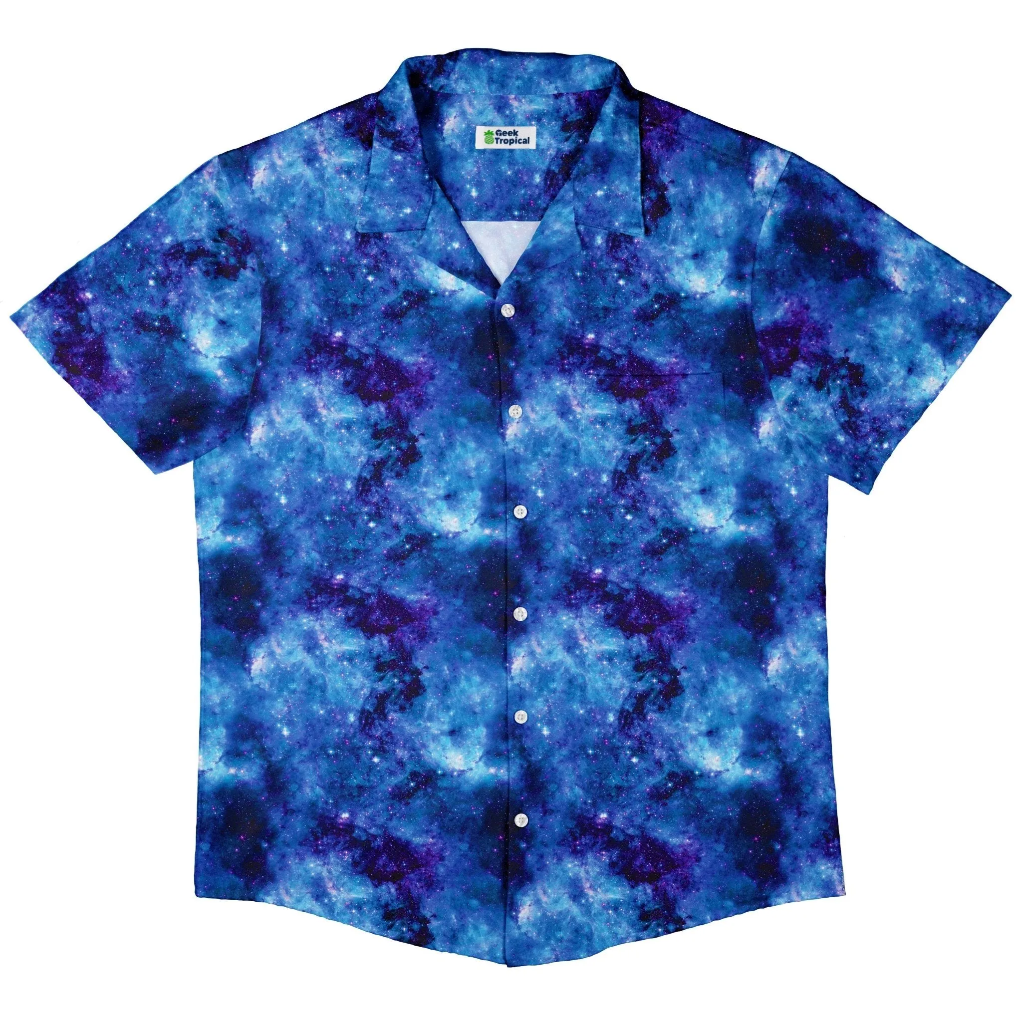 Blue Purple Nebula Space Button Up Shirt