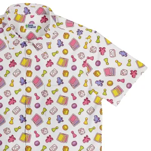 Board Game Objects Meeples White Button Up Shirt