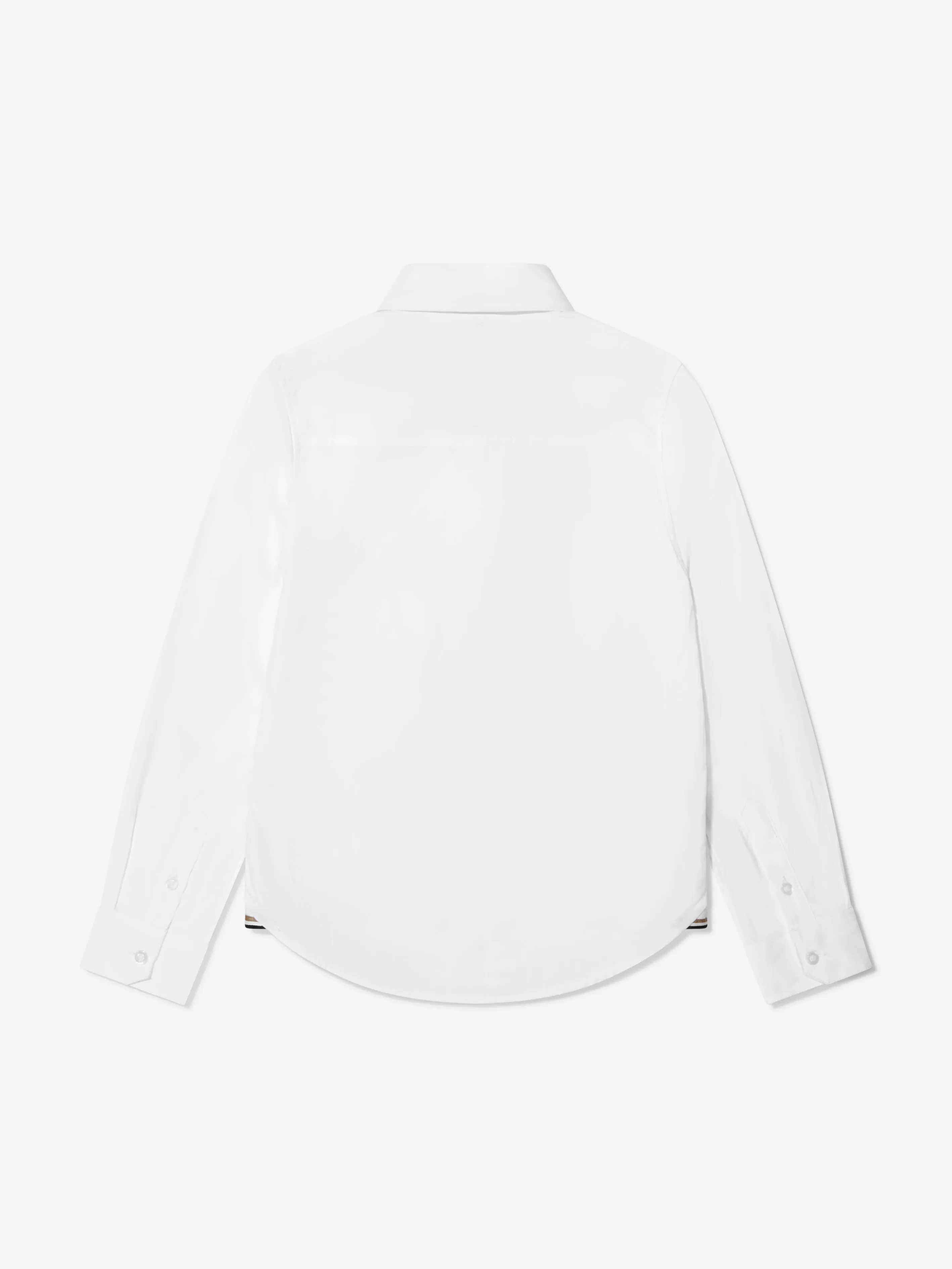 BOSS Boys Long Sleeve Oxford Shirt In White