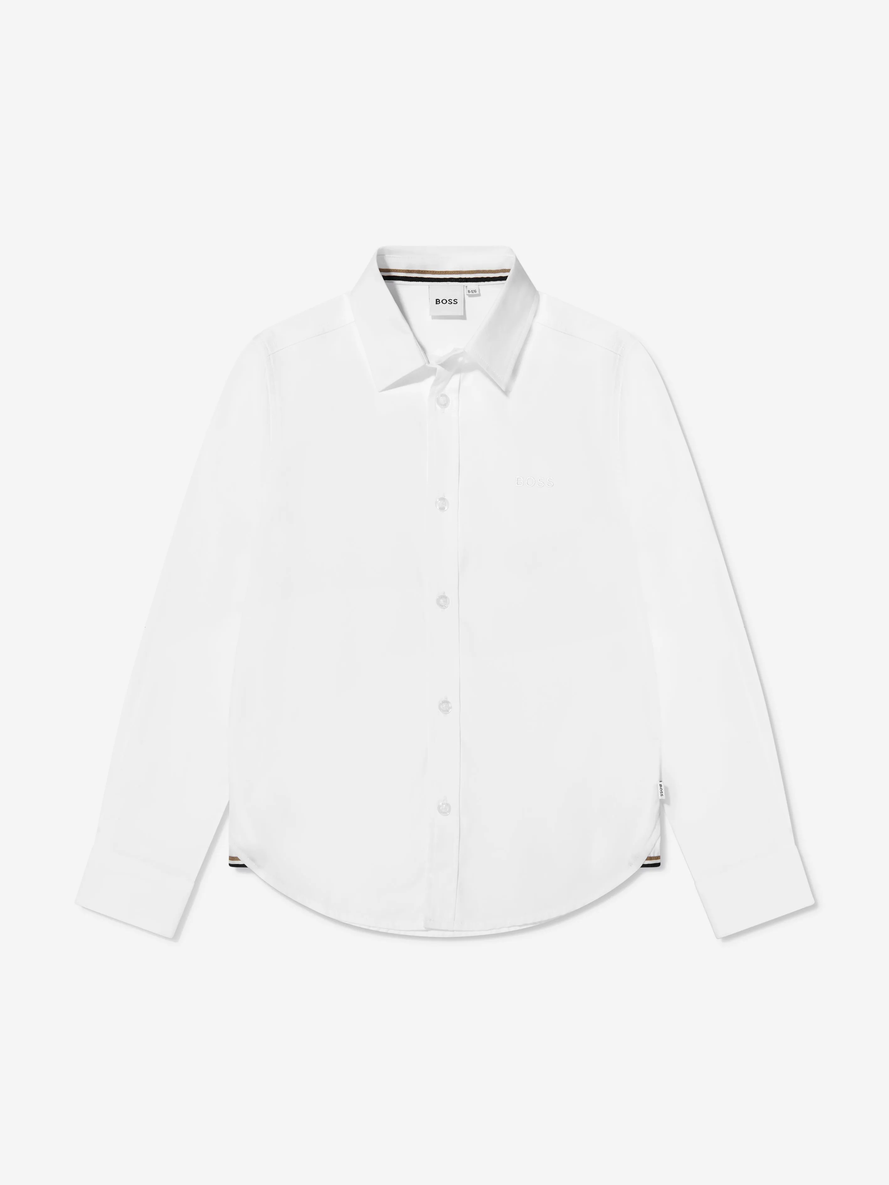 BOSS Boys Long Sleeve Oxford Shirt In White