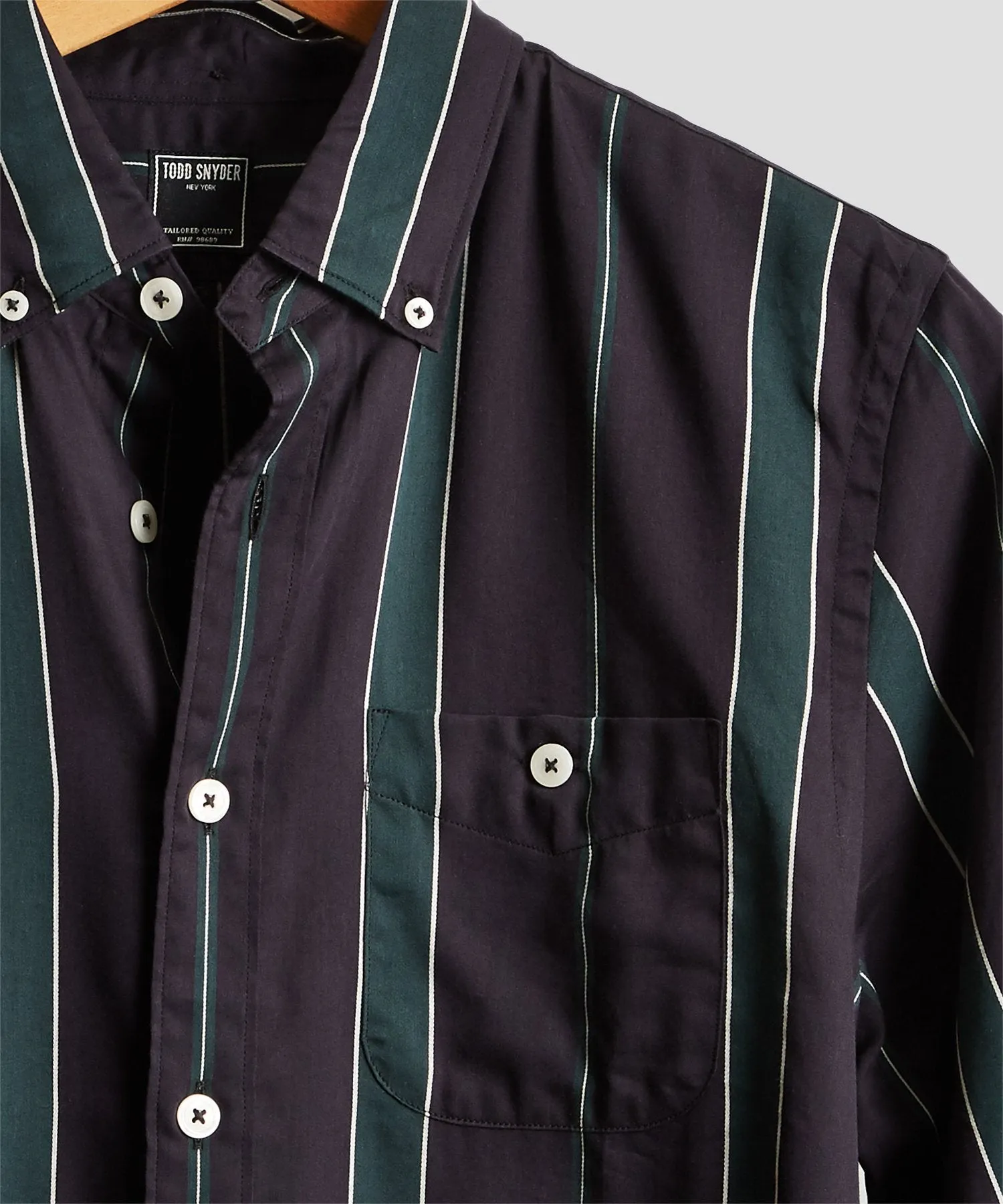 Button Down Bold Stripe Shirt in Green