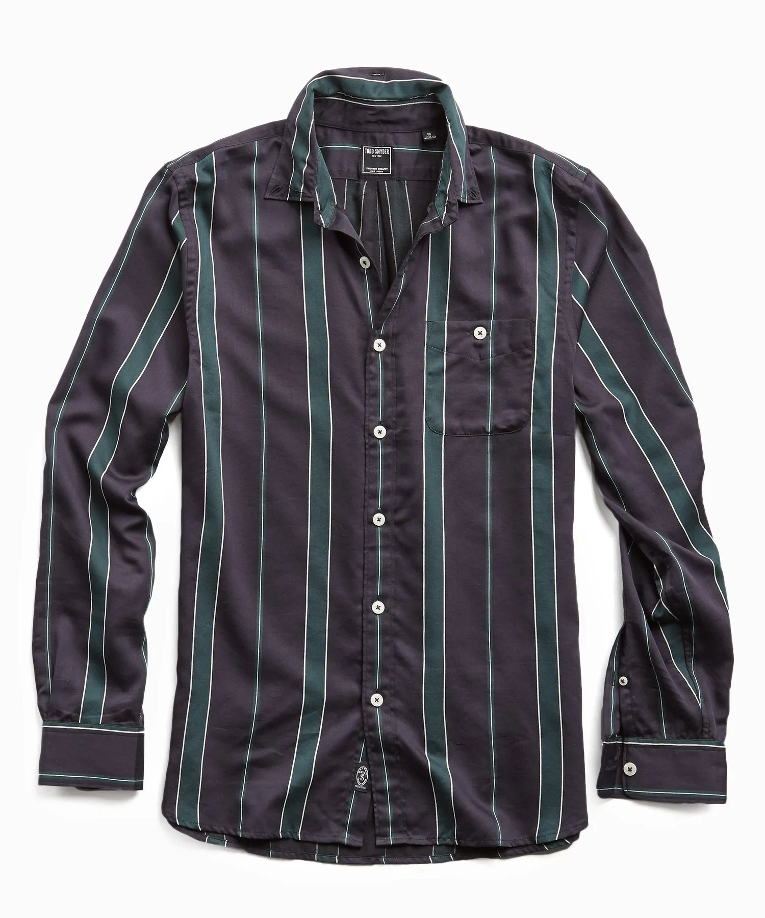 Button Down Bold Stripe Shirt in Green