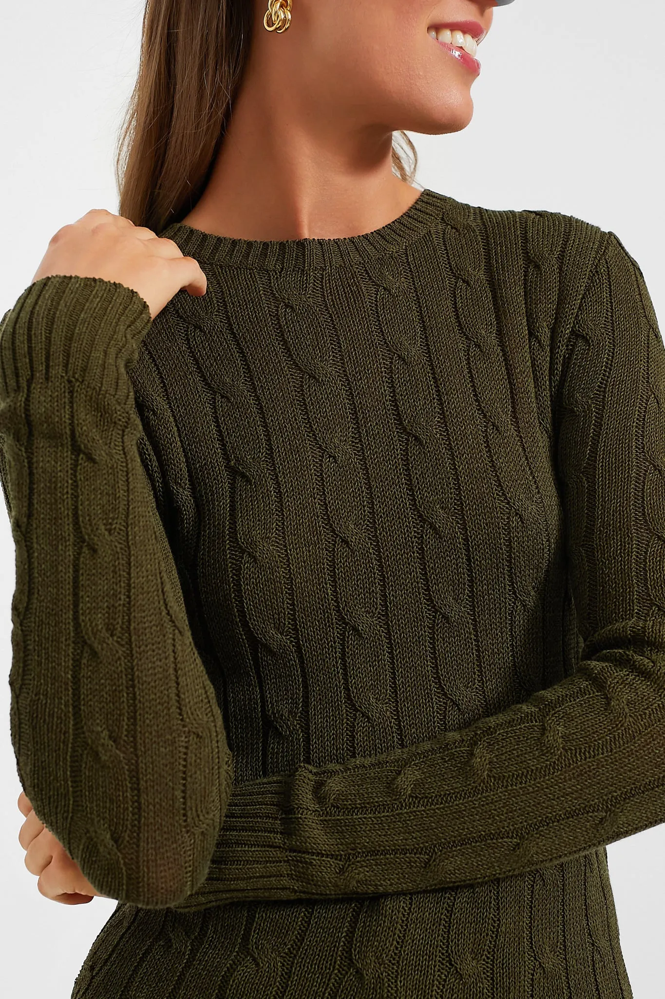 Canopy Olive Cableknit Pullover