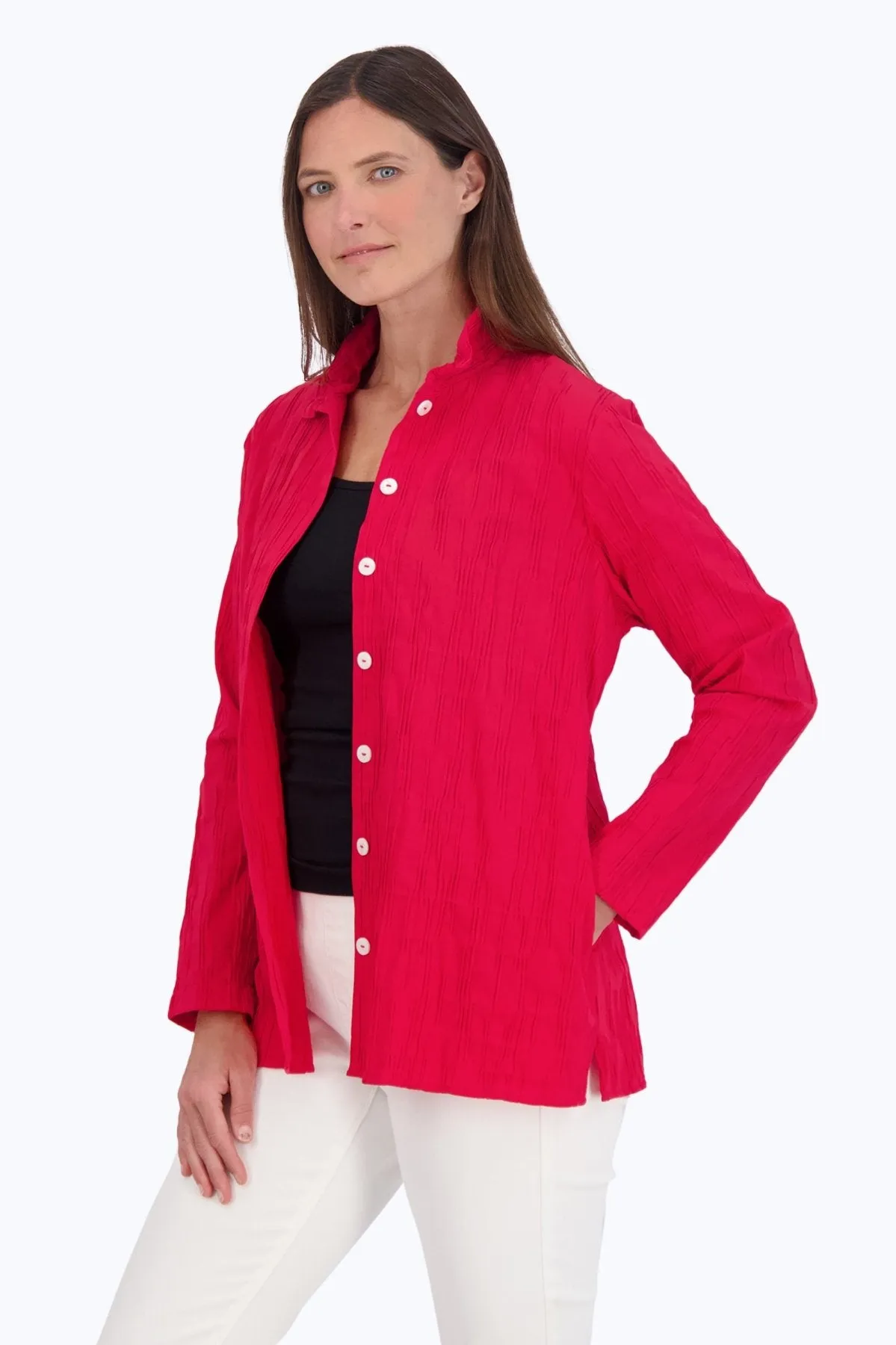 Carolina Solid Crinkle Shirt Jacket