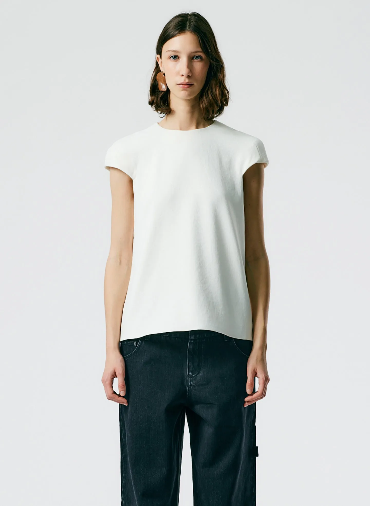 Chalky Drape Rounded Shoulderpad Top