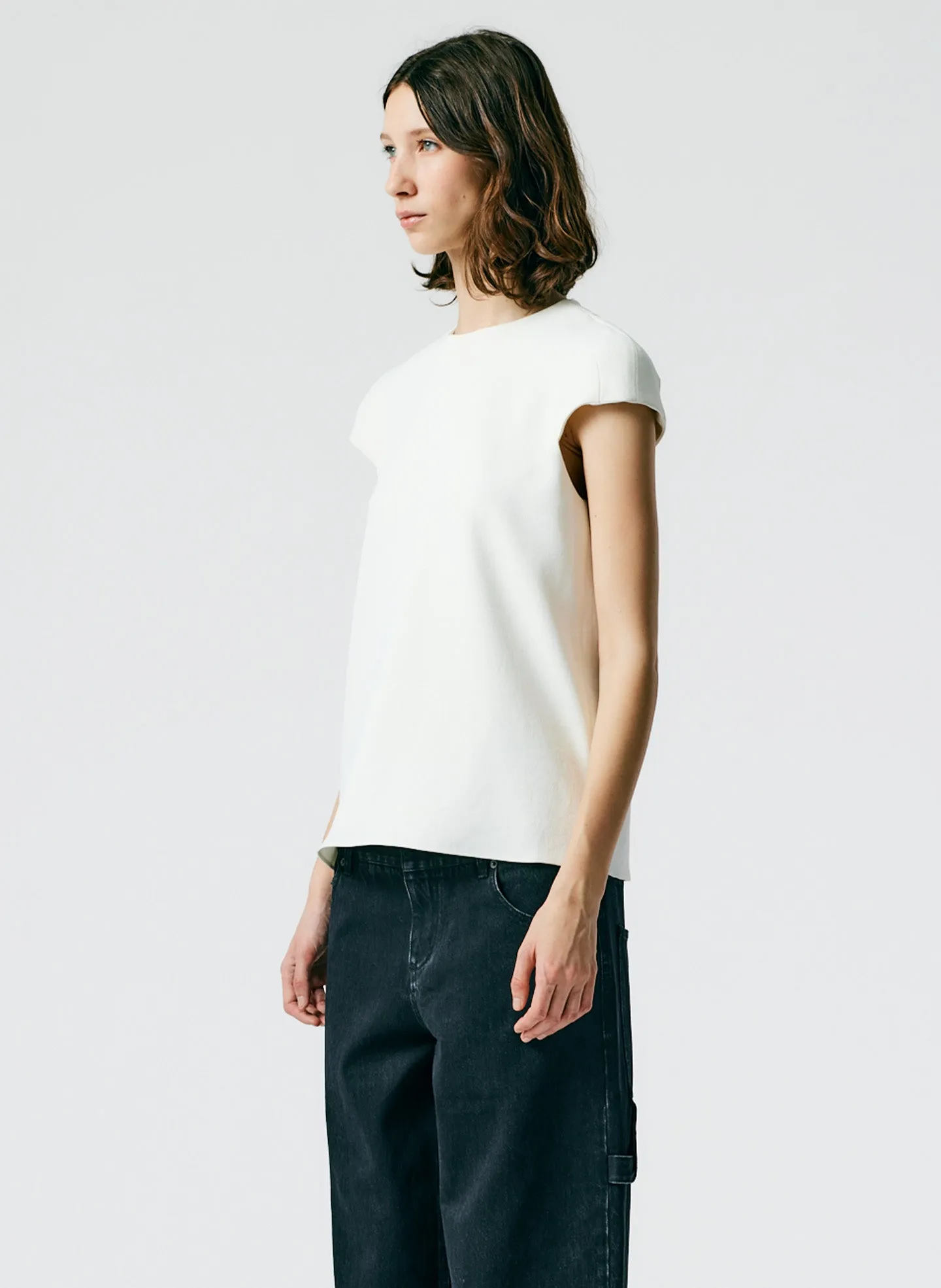 Chalky Drape Rounded Shoulderpad Top