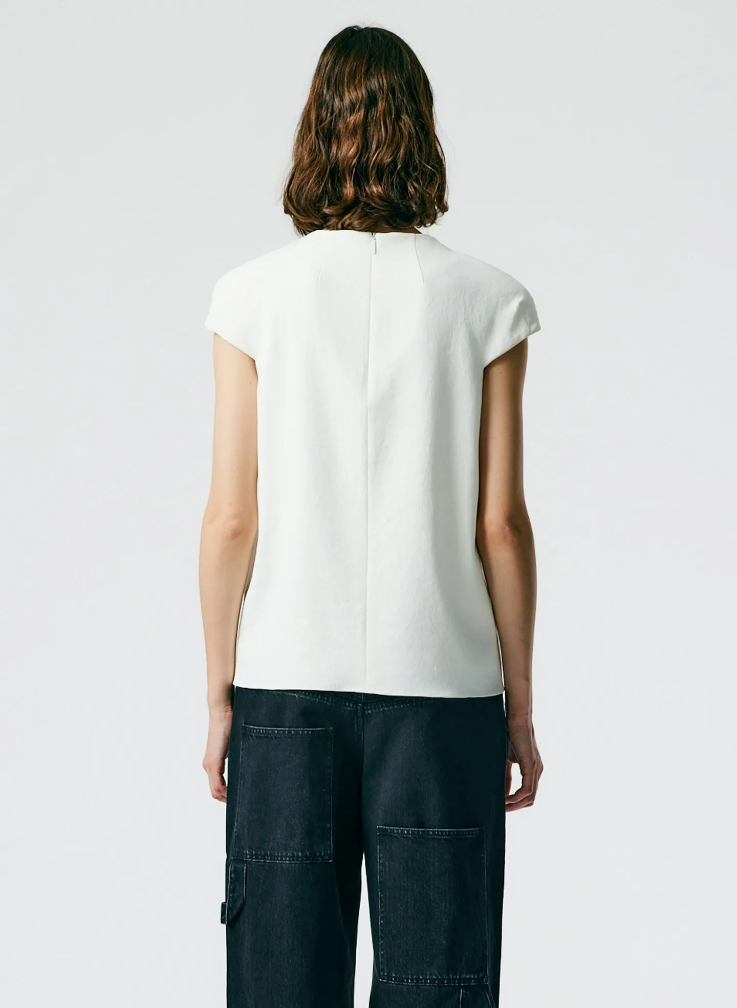 Chalky Drape Rounded Shoulderpad Top