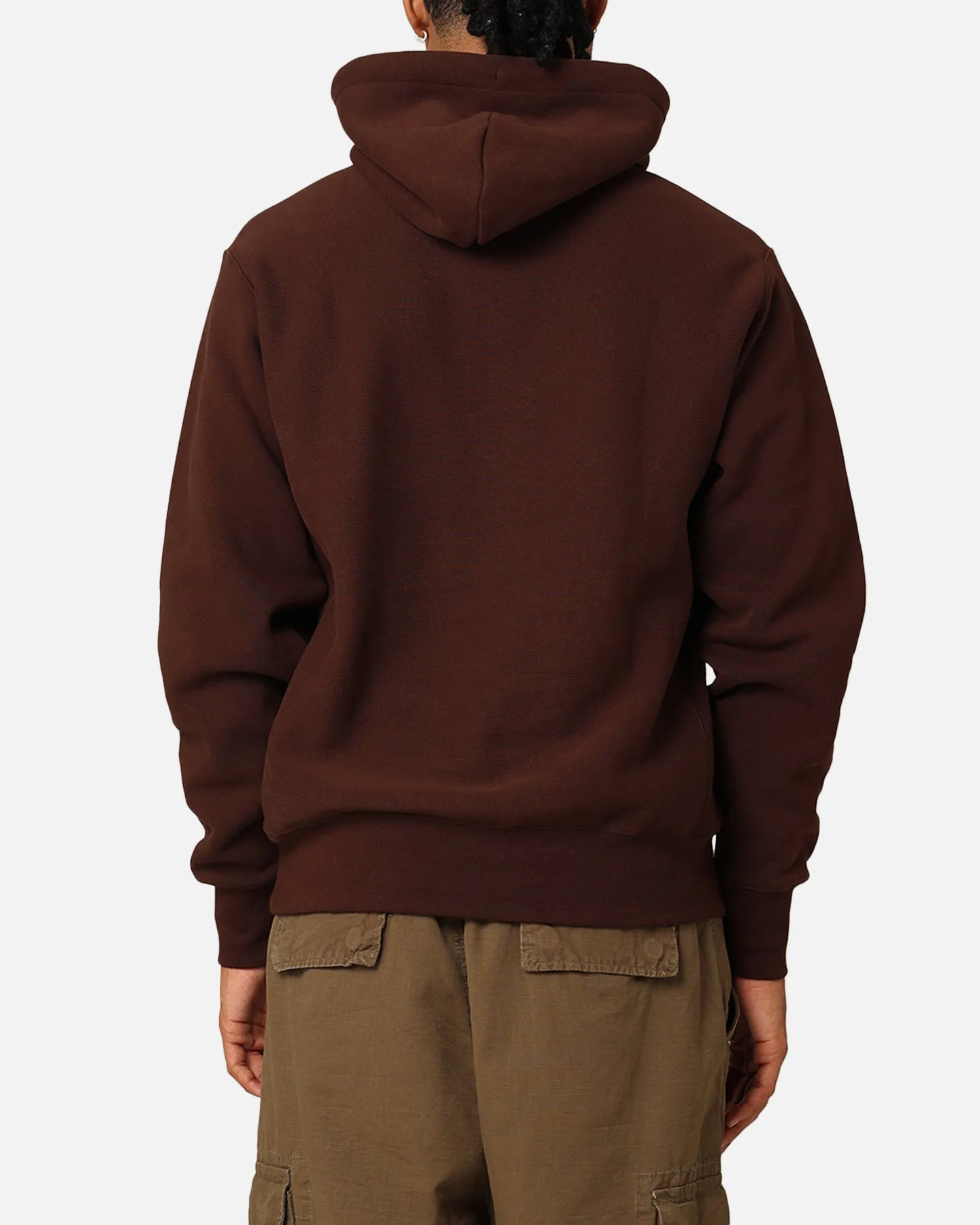 Champion Reverse Weave Small C Hoodie Brown