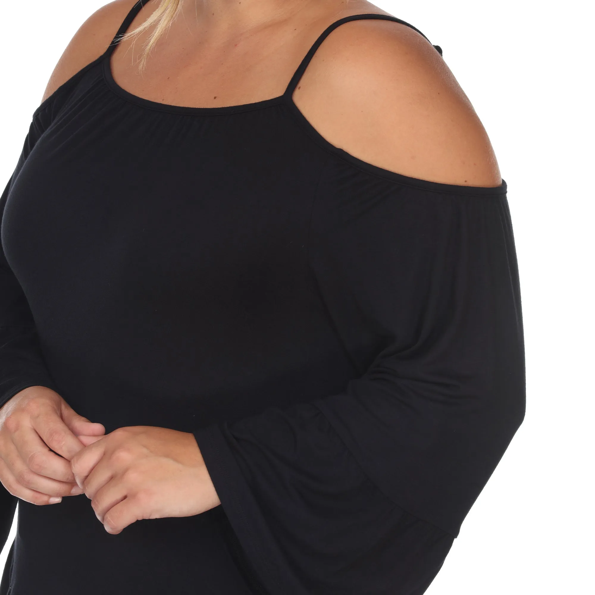 Cold Shoulder Ruffle Sleeve Top - Plus