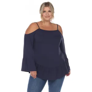 Cold Shoulder Ruffle Sleeve Top - Plus