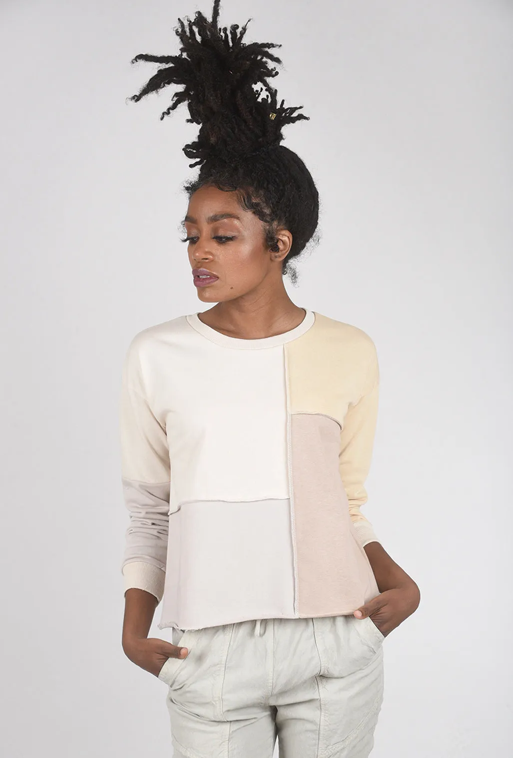 Color Block Sweatshirt, Cream Multi