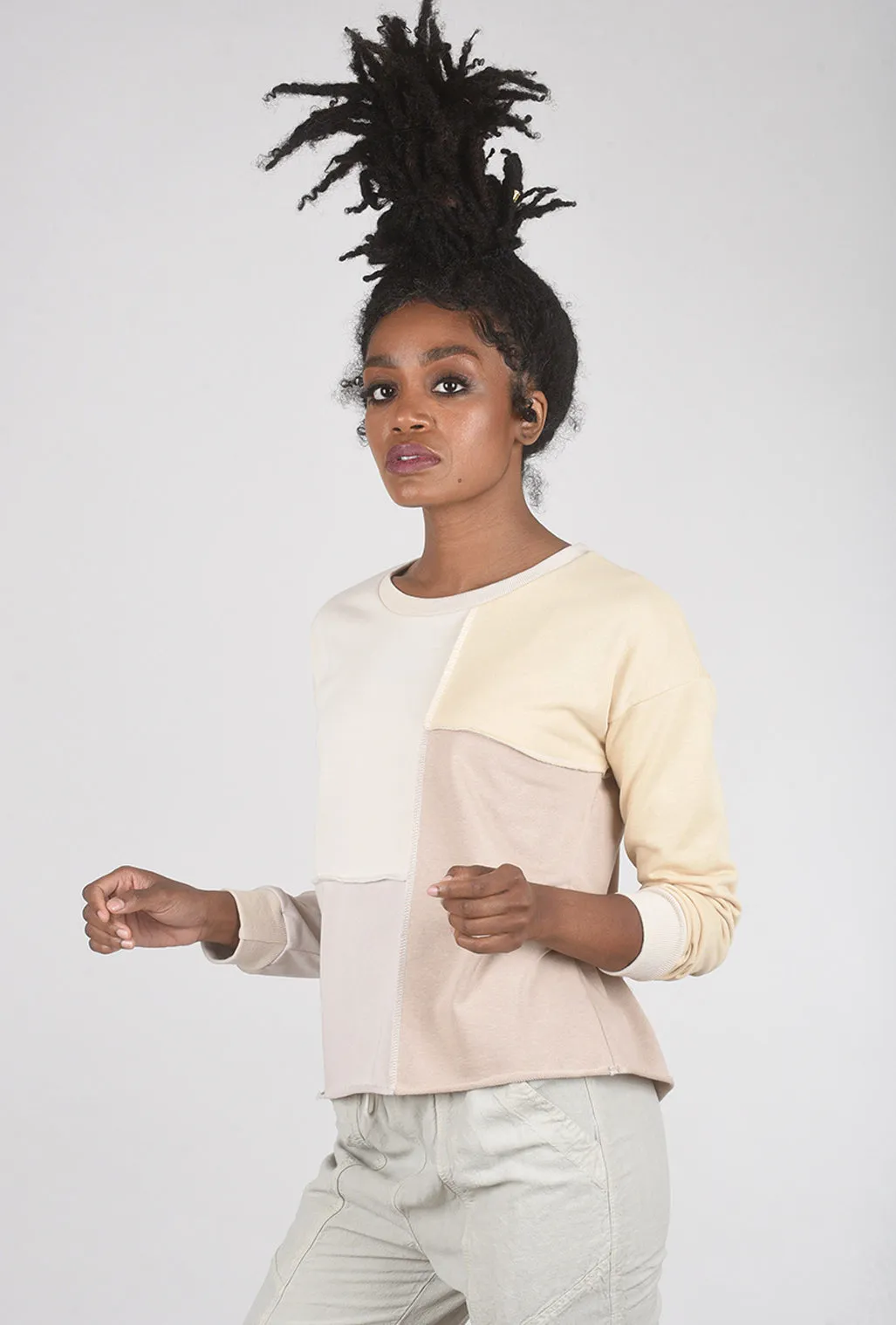 Color Block Sweatshirt, Cream Multi