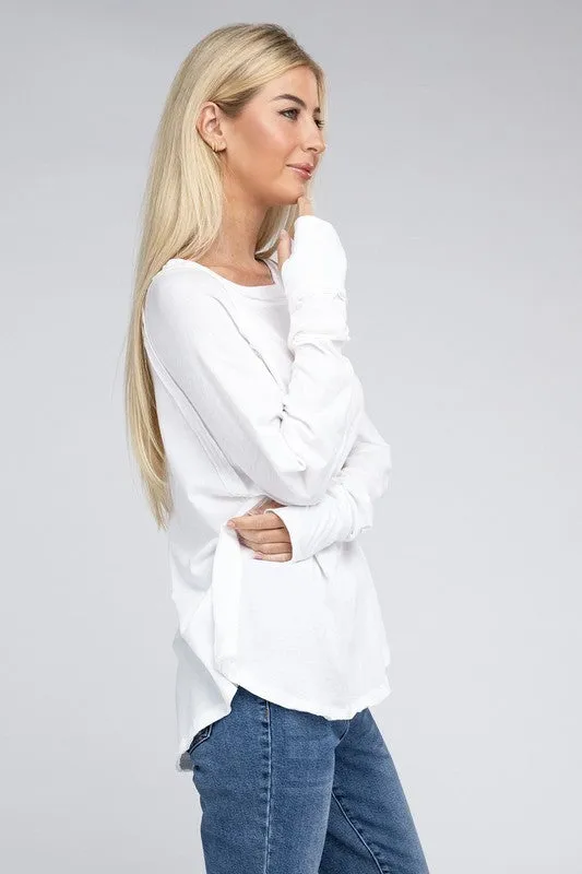 Cotton Raglan Sleeve Thumbhole Top