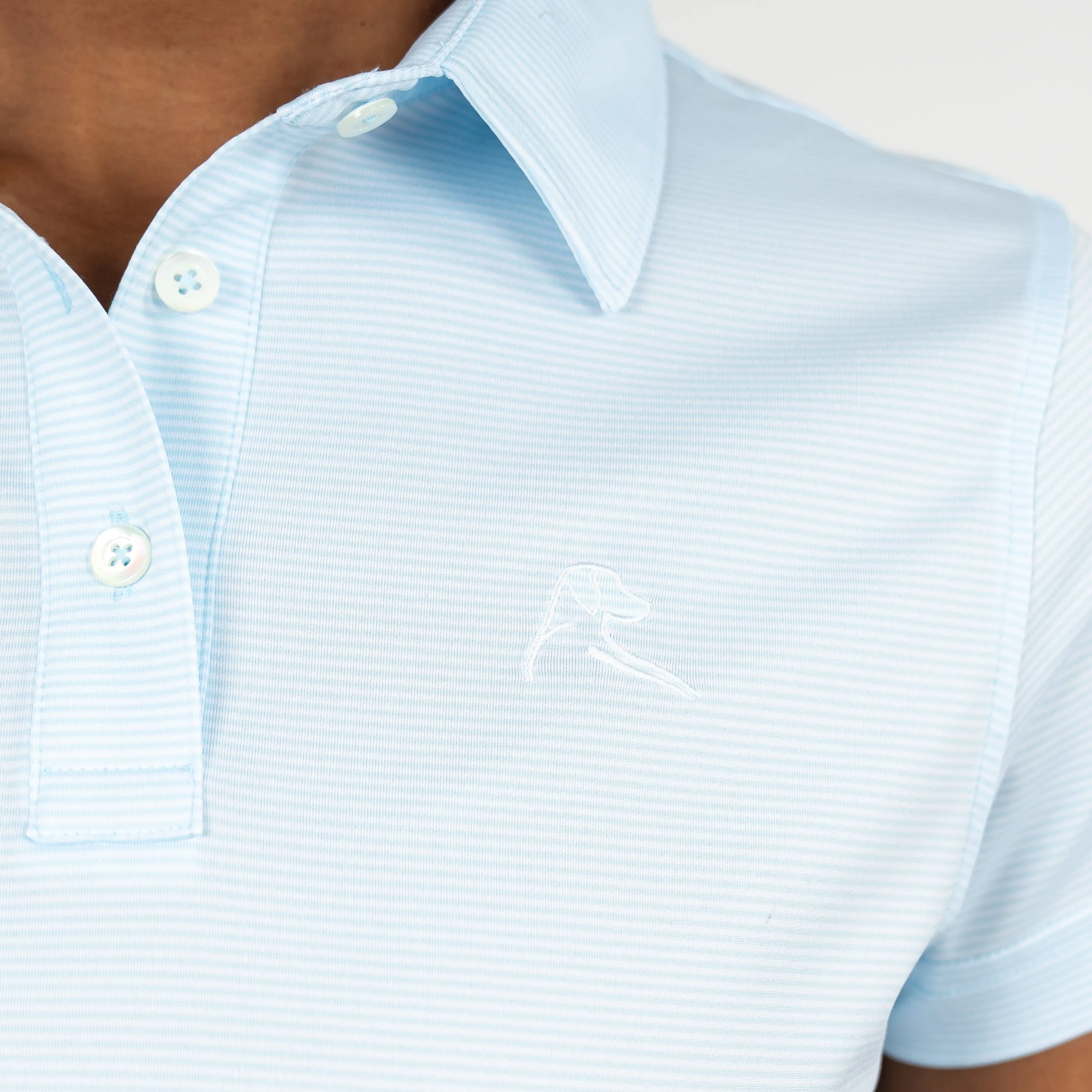 Crispy Stripe Performance Polo | The Crispy Stripe - Pale Blue/White