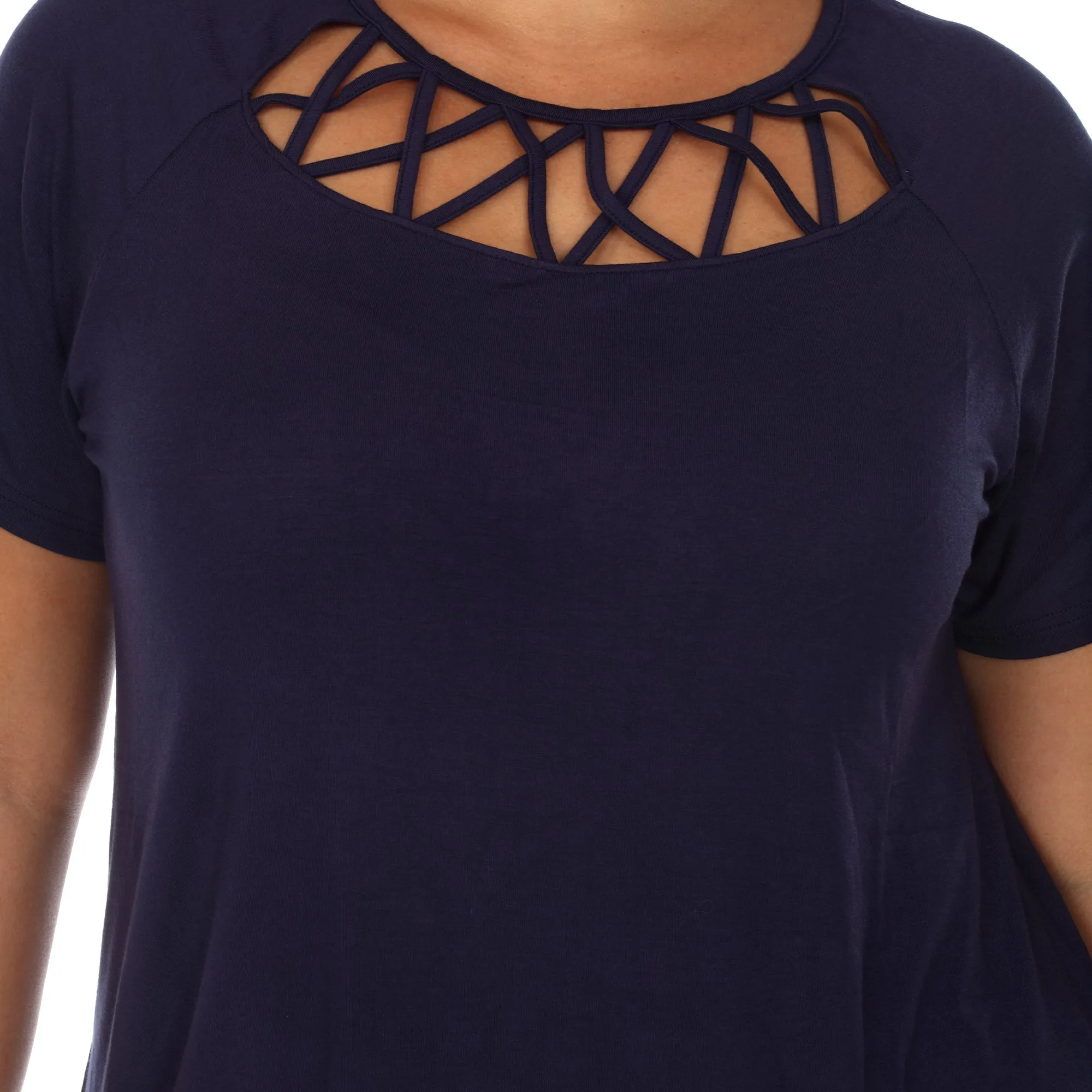 Crisscross Cutout Short Sleeve Top - Plus