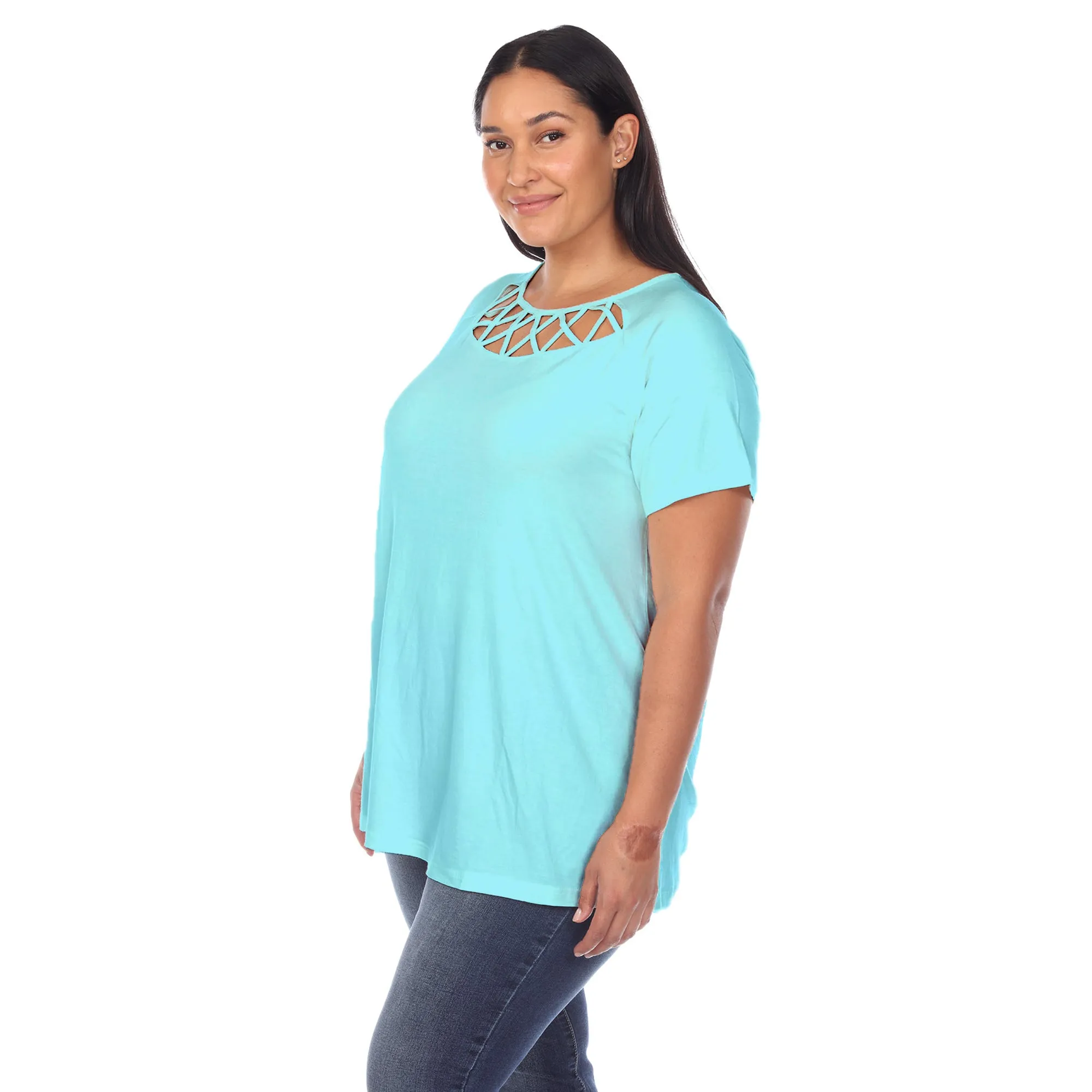 Crisscross Cutout Short Sleeve Top - Plus