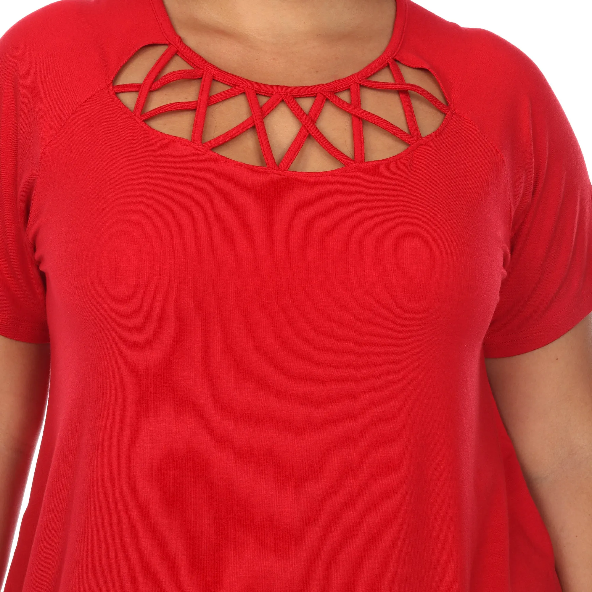 Crisscross Cutout Short Sleeve Top - Plus