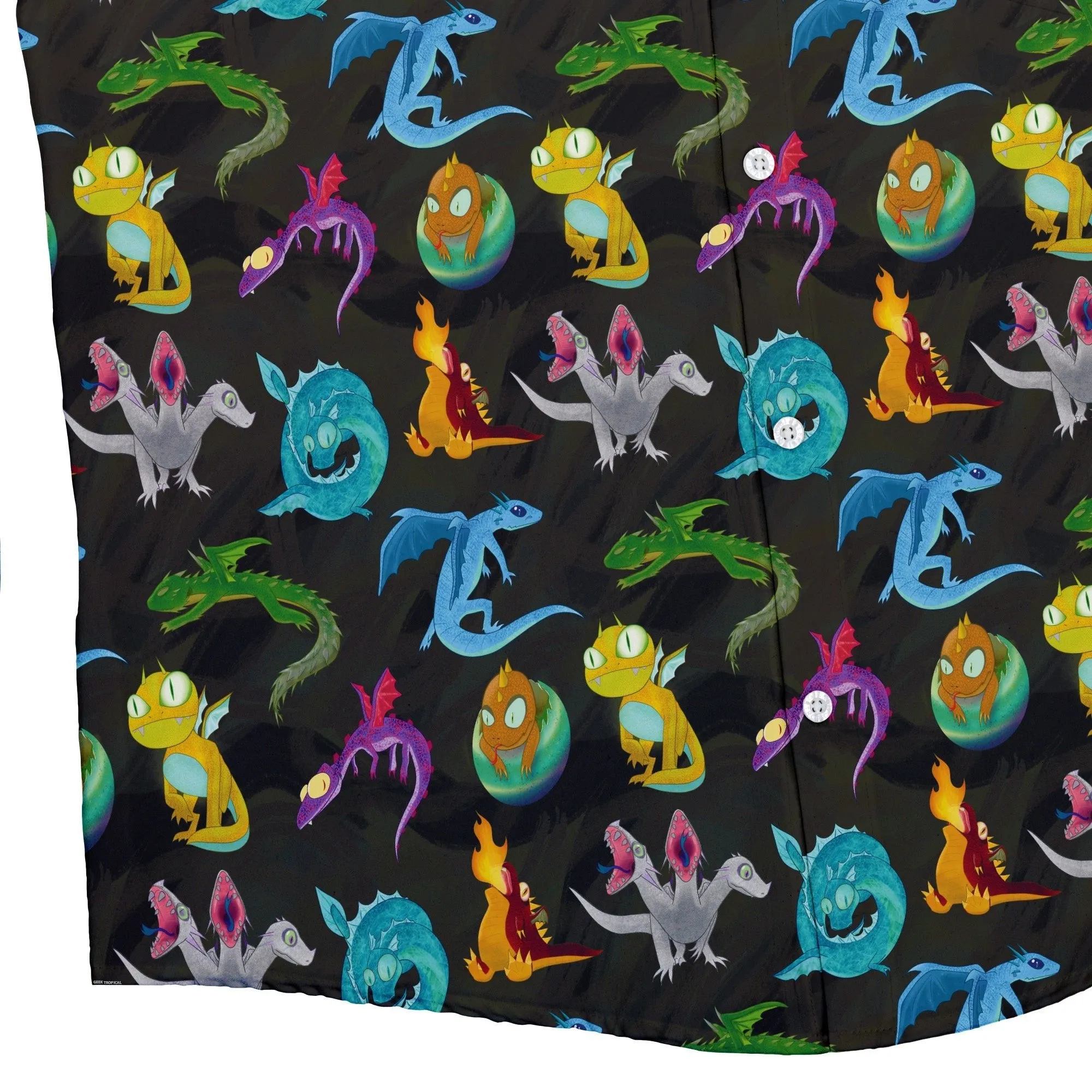 Cute Baby Dragons Button Up Shirt