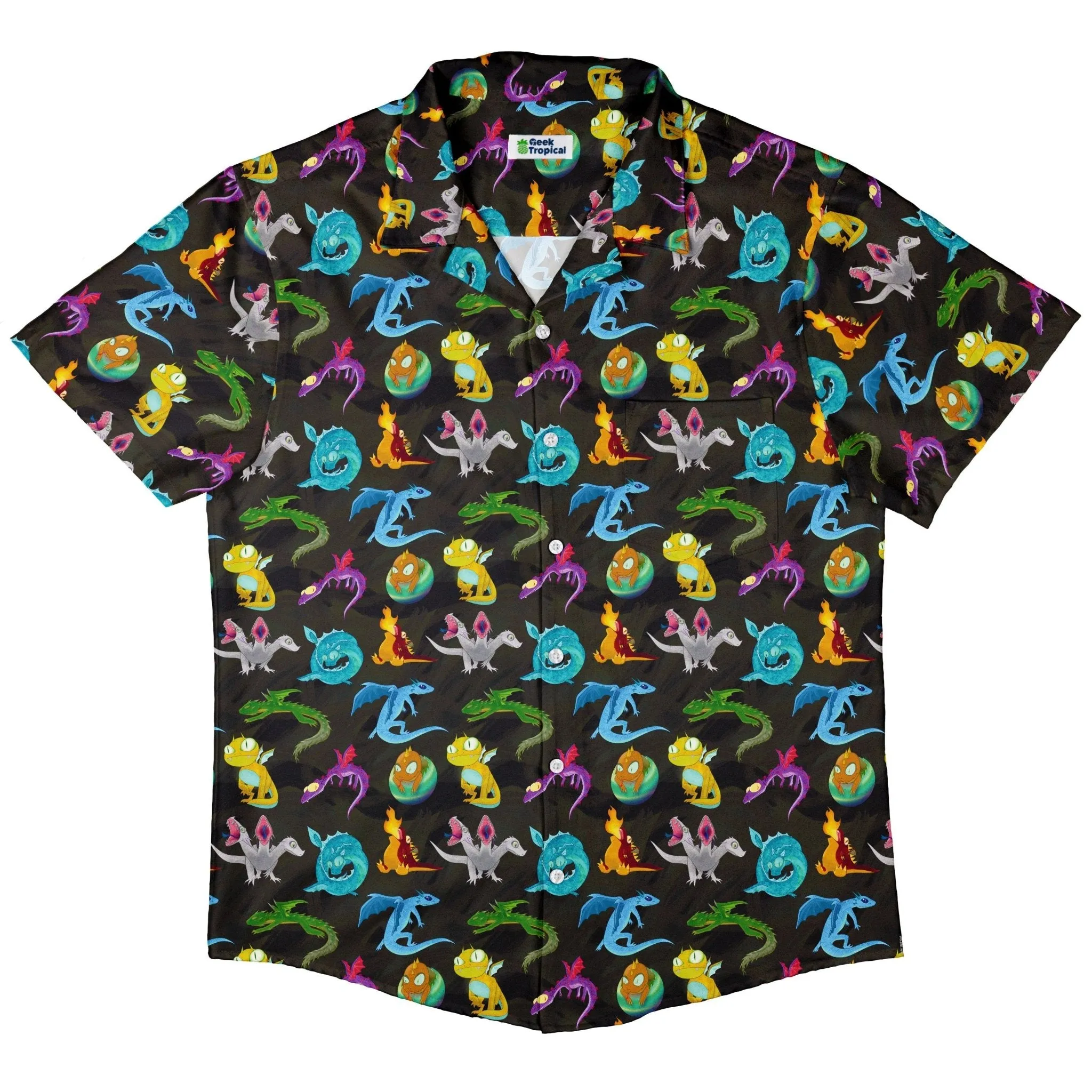 Cute Baby Dragons Button Up Shirt