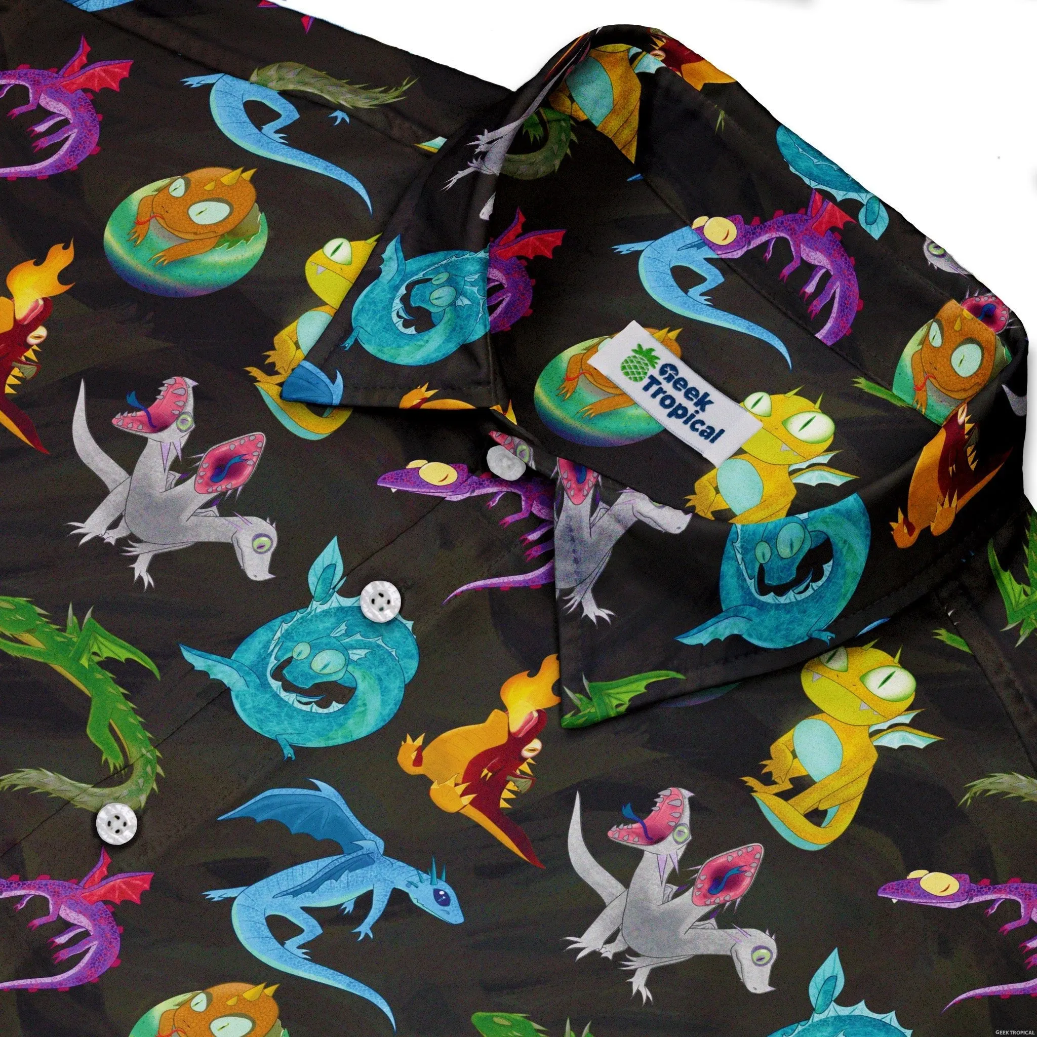 Cute Baby Dragons Button Up Shirt