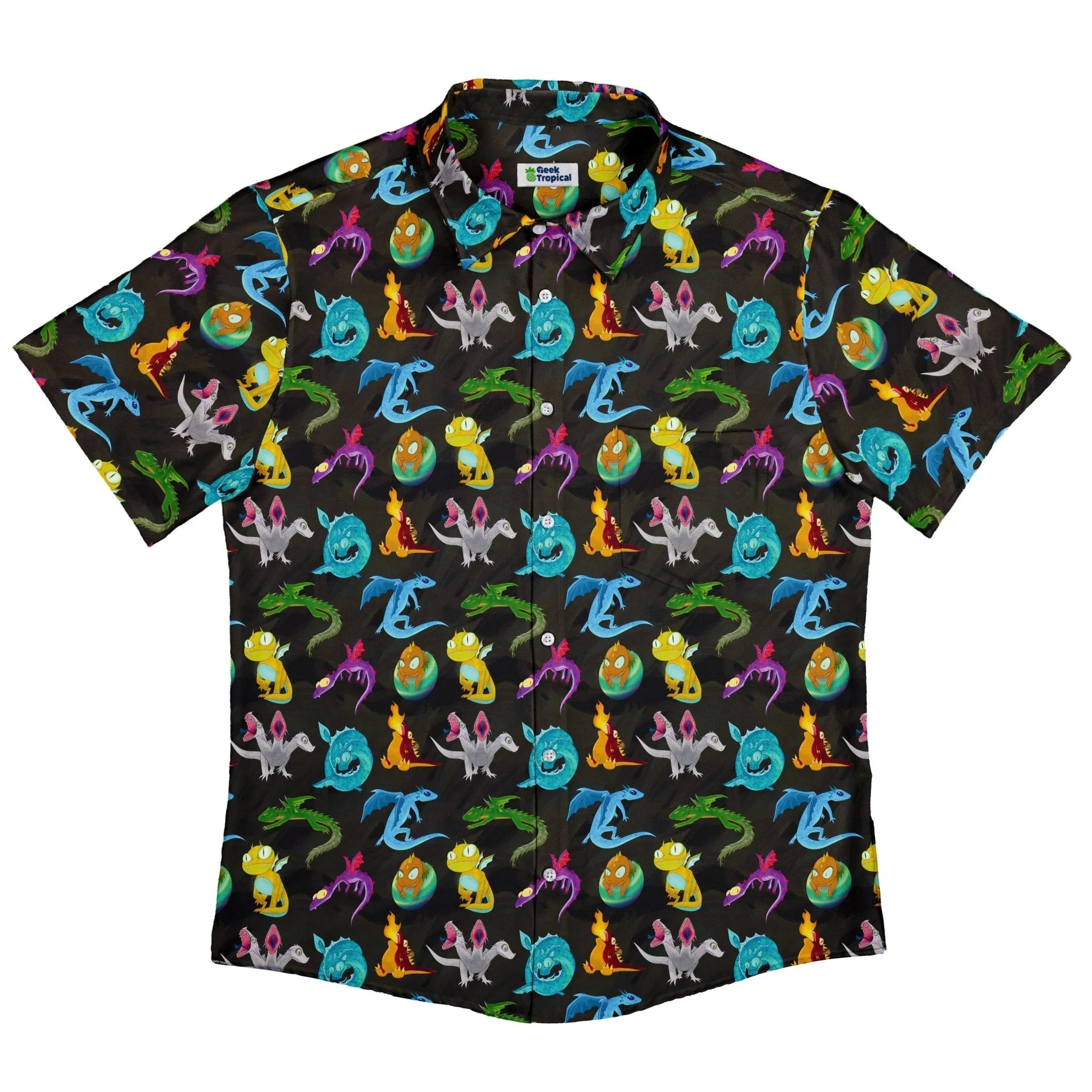 Cute Baby Dragons Button Up Shirt