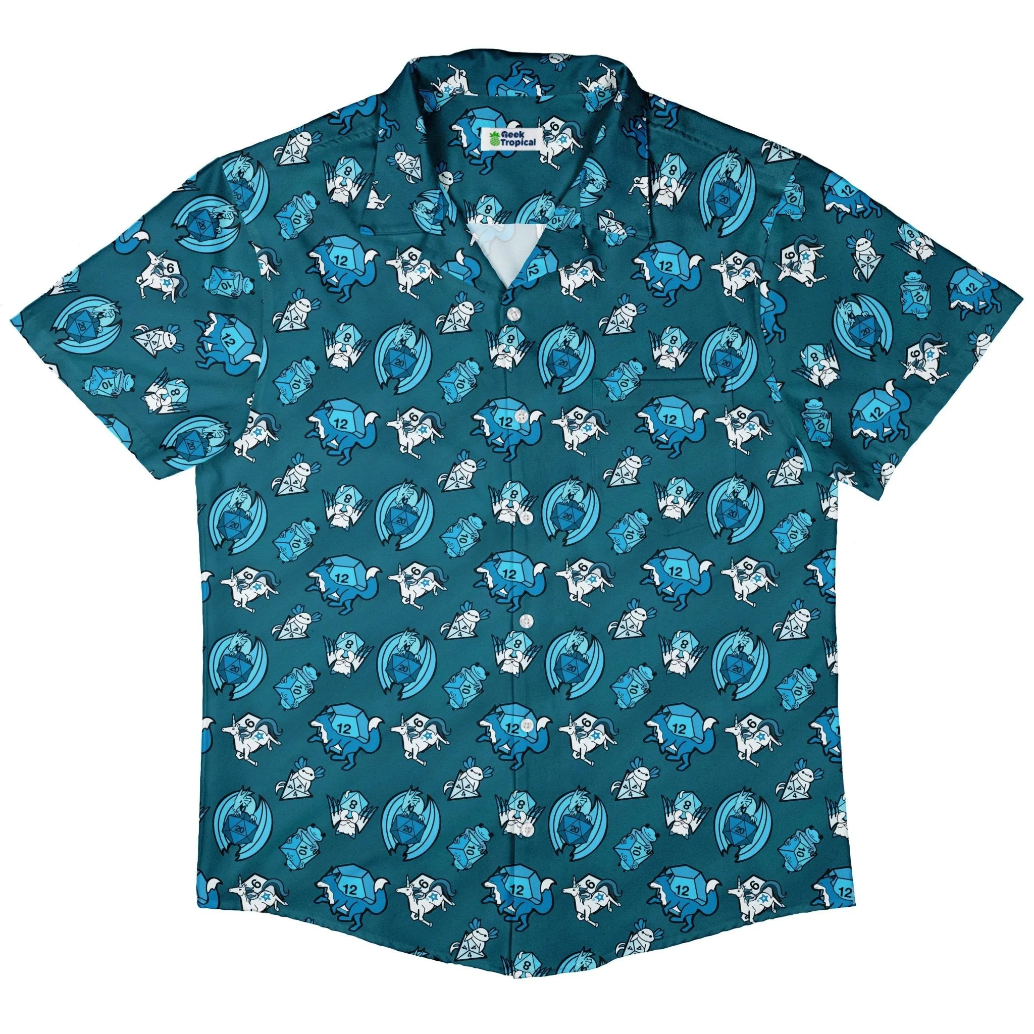 Dice Critters Blue Monochrome Button Up Shirt