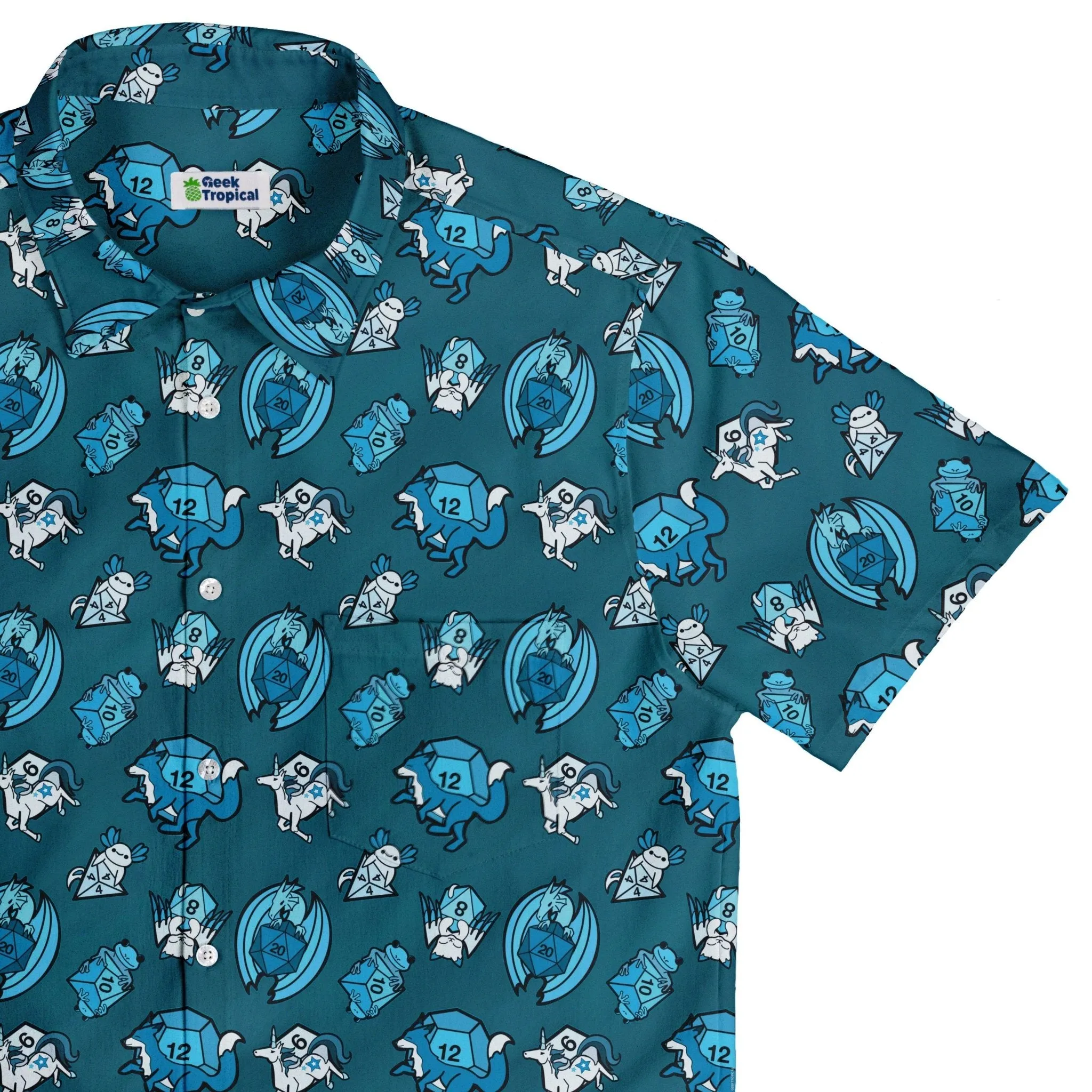 Dice Critters Blue Monochrome Button Up Shirt