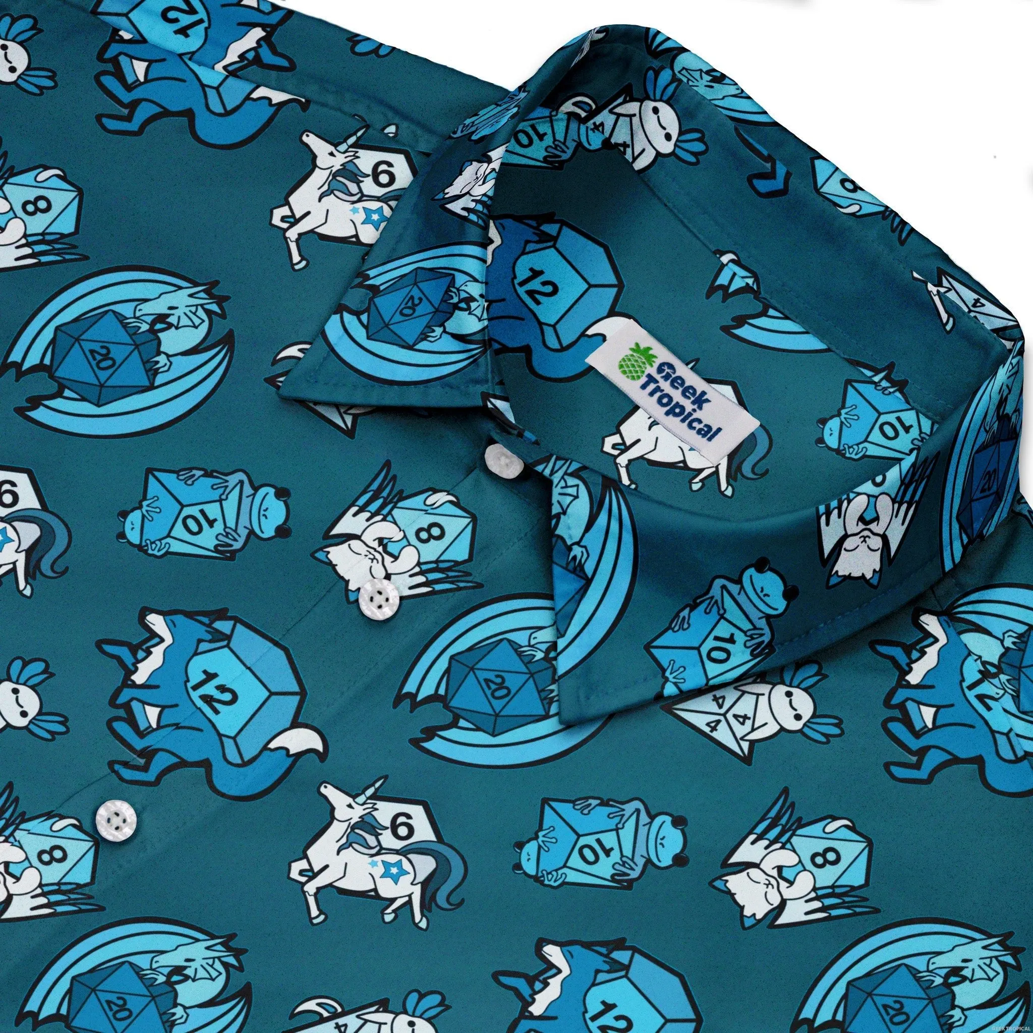 Dice Critters Blue Monochrome Button Up Shirt