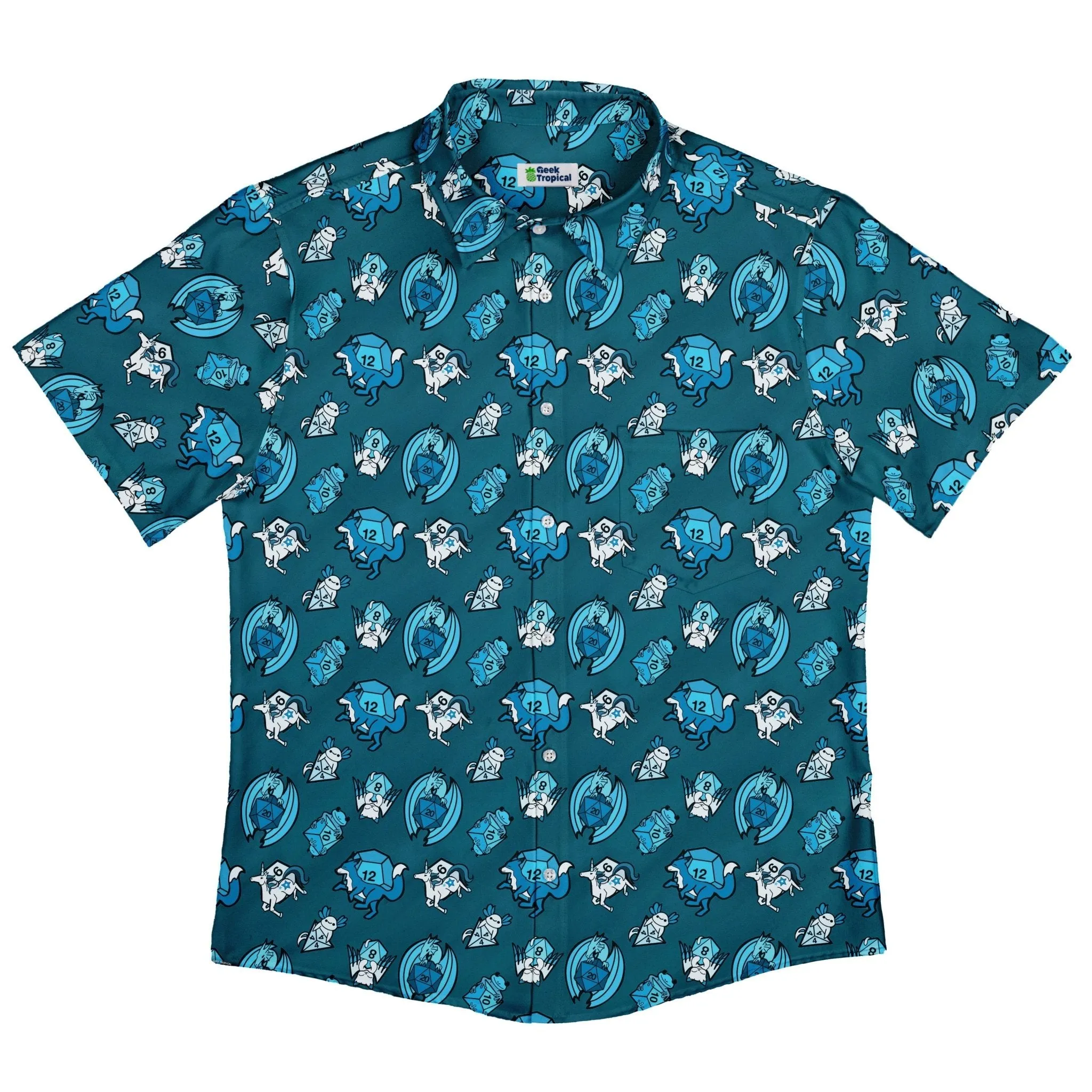 Dice Critters Blue Monochrome Button Up Shirt