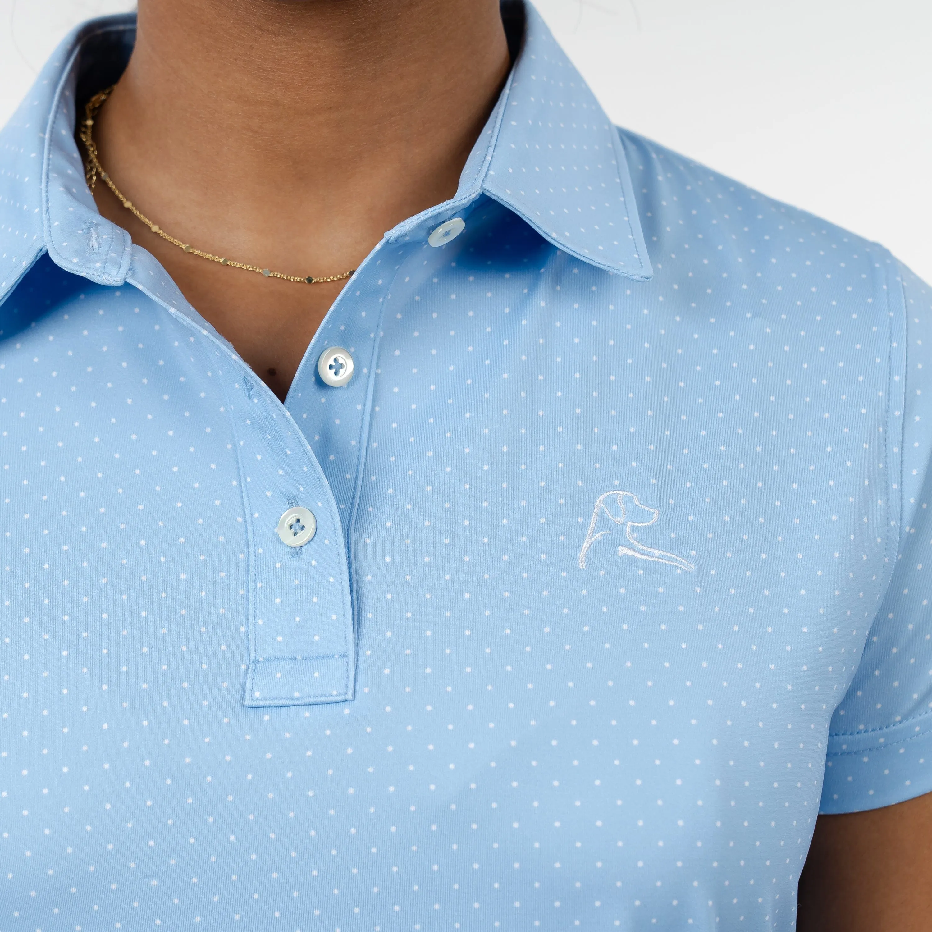 Dime Dot Performance Polo | The Dime Dot - Baby Blue/White