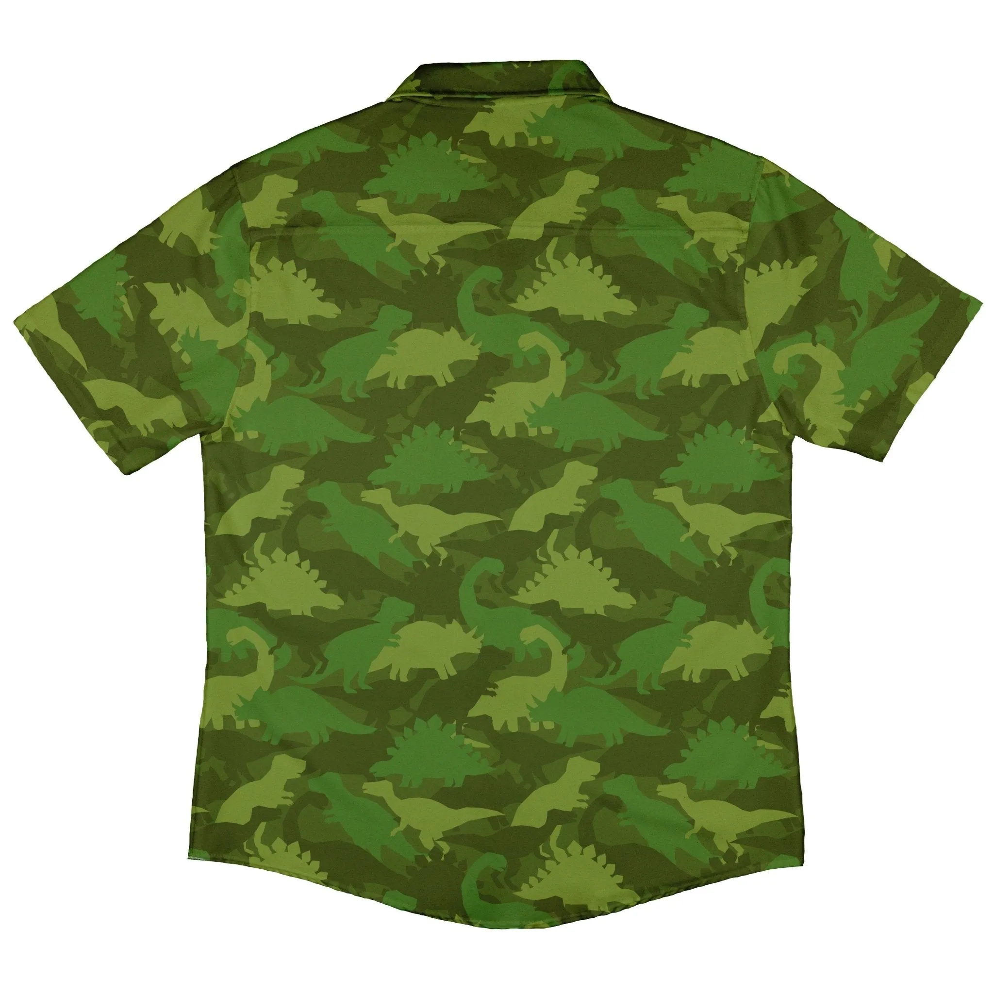 Dinosaur Khaki Army Dinosaur Green Button Up Shirt